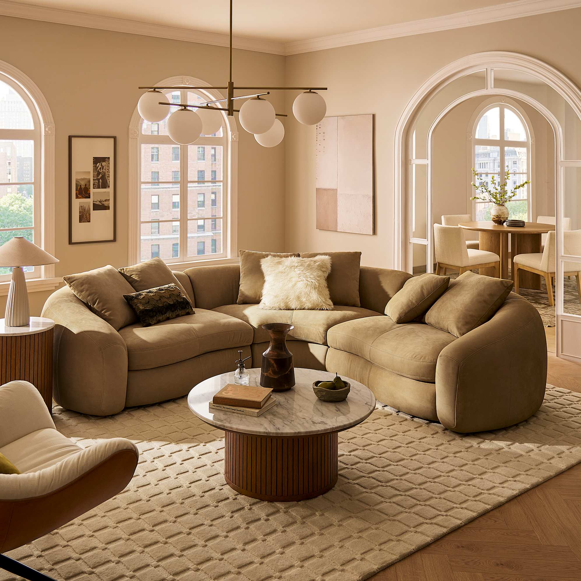Fable Leather Sectional Sofa, (Nubuck Classico) Tan lifestyle