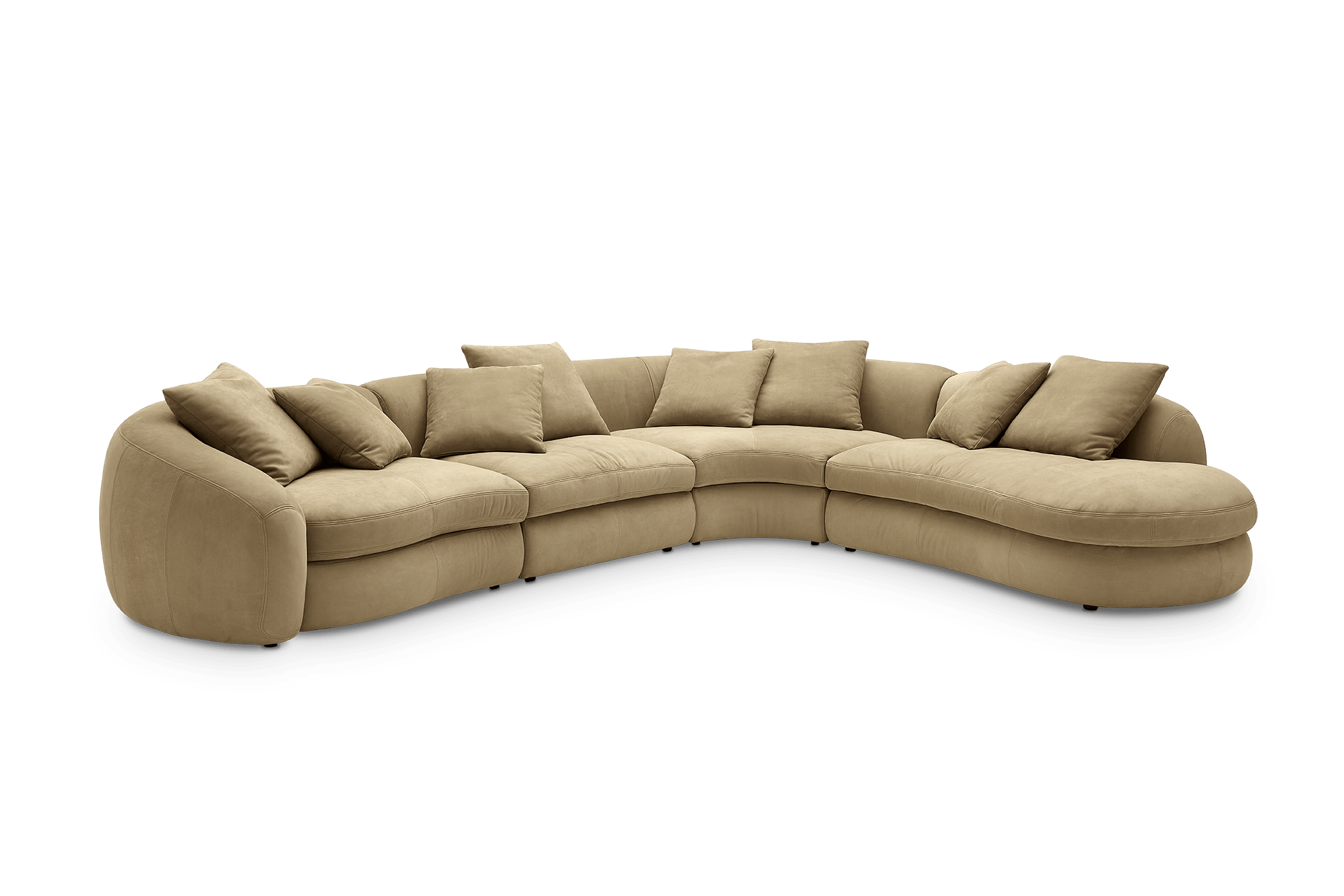 Fable Leather Extended Chaise Sectional Sofa Right Facing, (Nubuck Classico) Tan