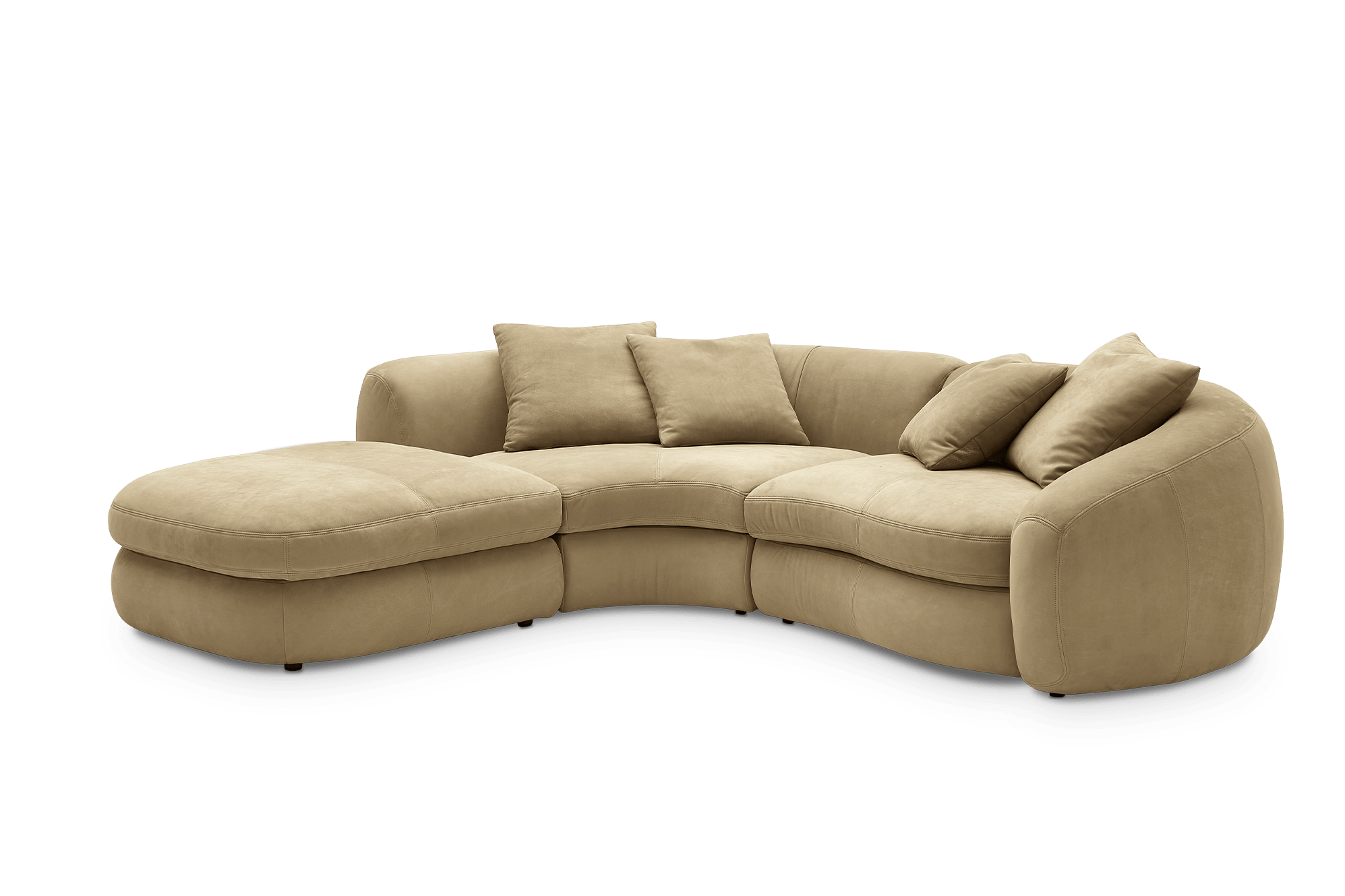 Fable Leather Single Arm Sectional Sofa Left Facing, (Nubuck Classico) Tan