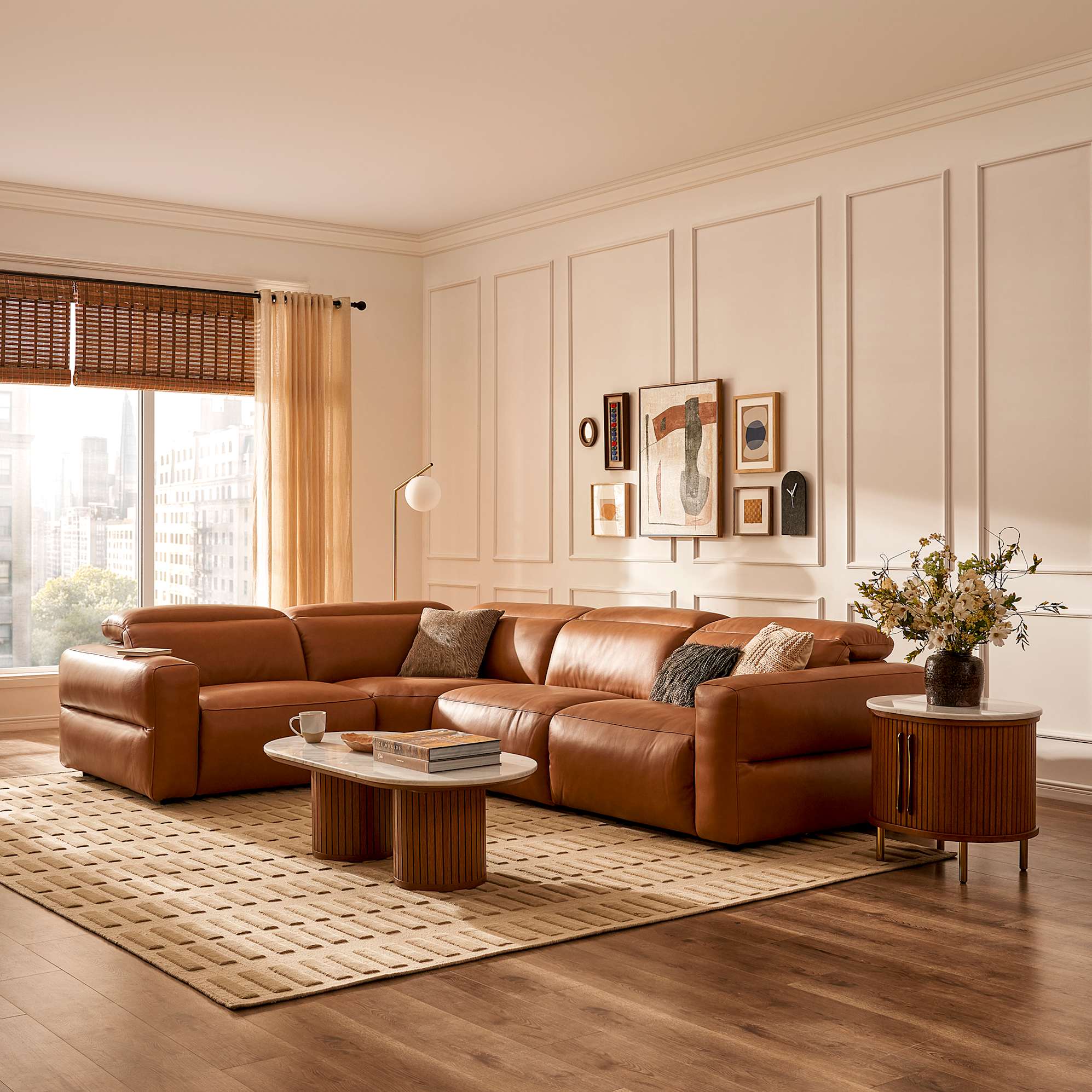 Jaron Leather Recliner Chaise Sectional Sofa 4