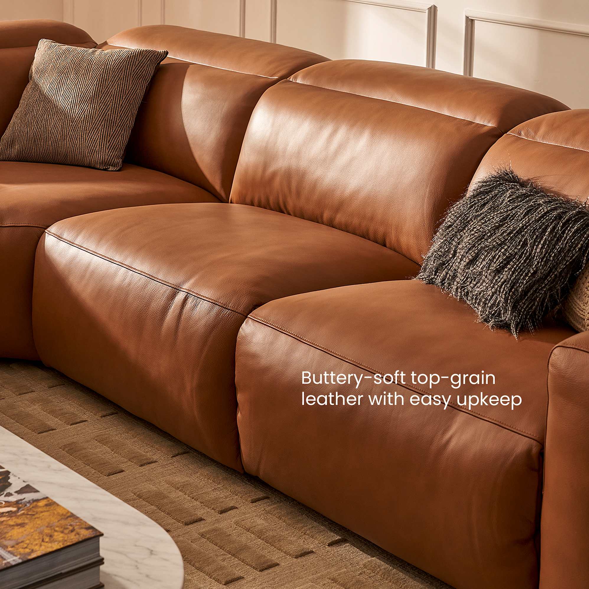 Jaron Leather Recliner 3 Seater Sofa 6