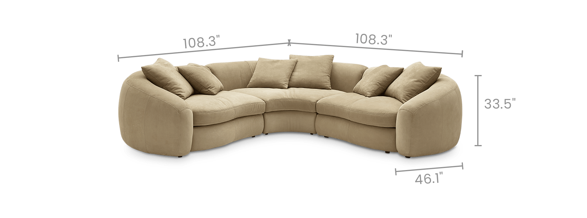 dimension of Fable Leather Sectional Sofa