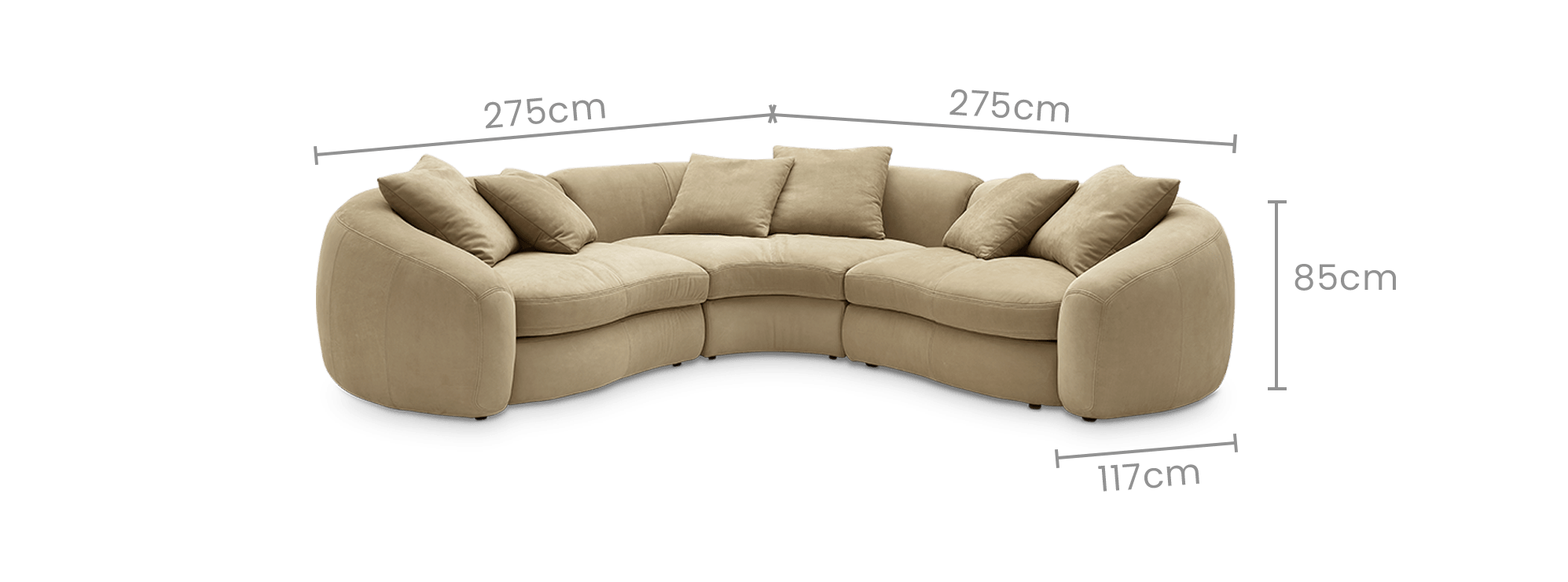 dimension of Fable Leather Sectional Sofa