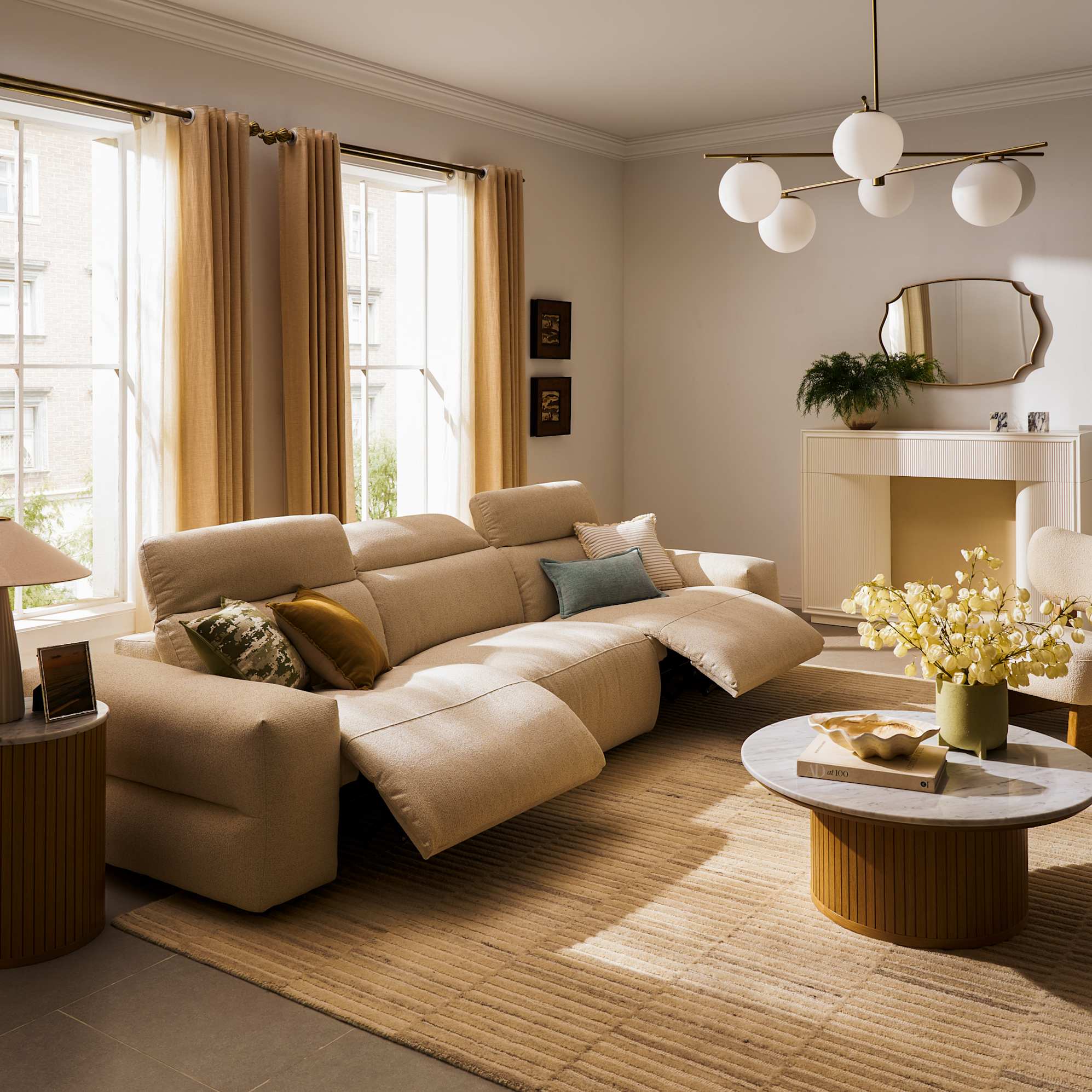 Jaron Extended 3 Seater Wide Arm Sofa, (Performance Arvo) Dune lifestyle