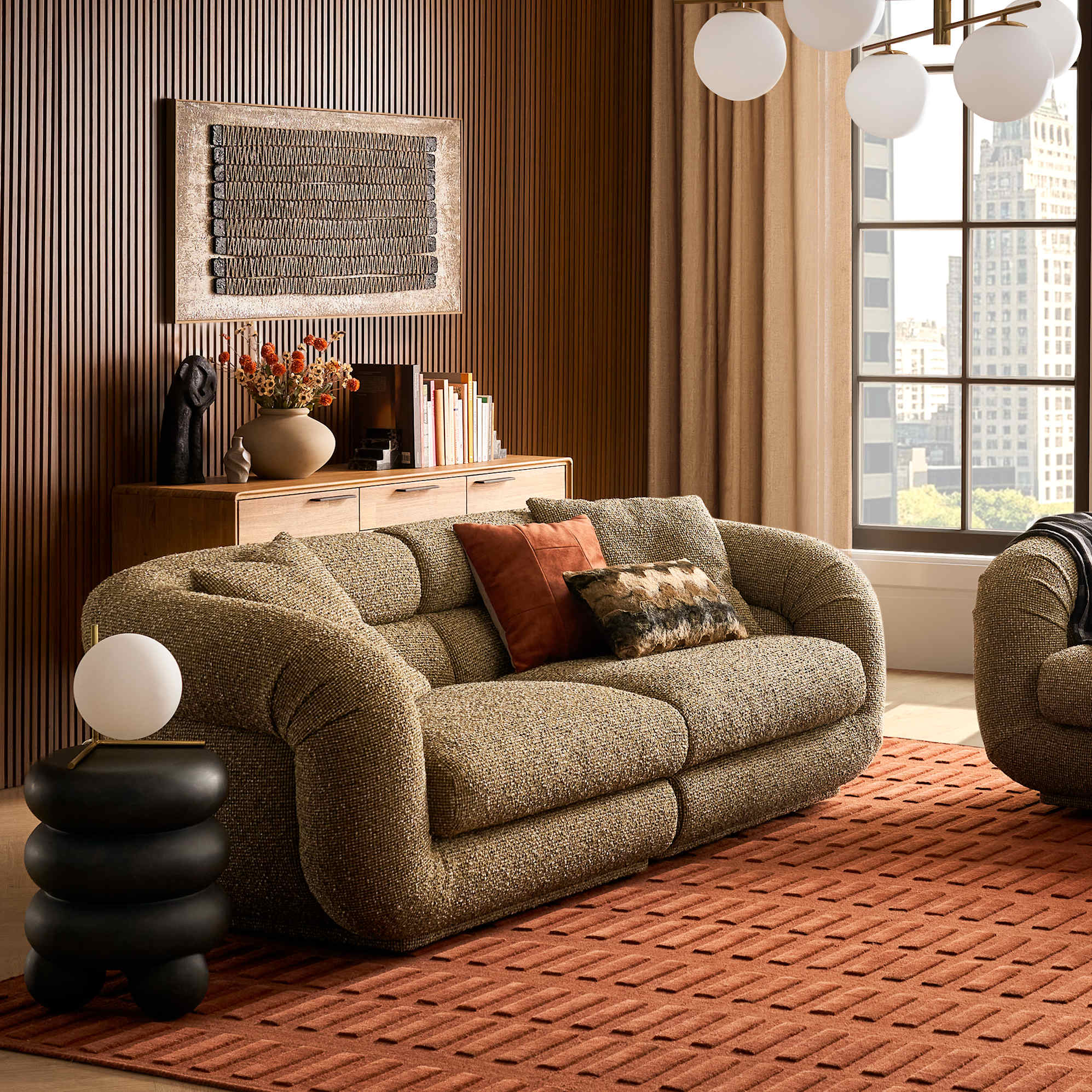 Solari 3 Seater Sofa, (Performance Margot) Olive lifestyle