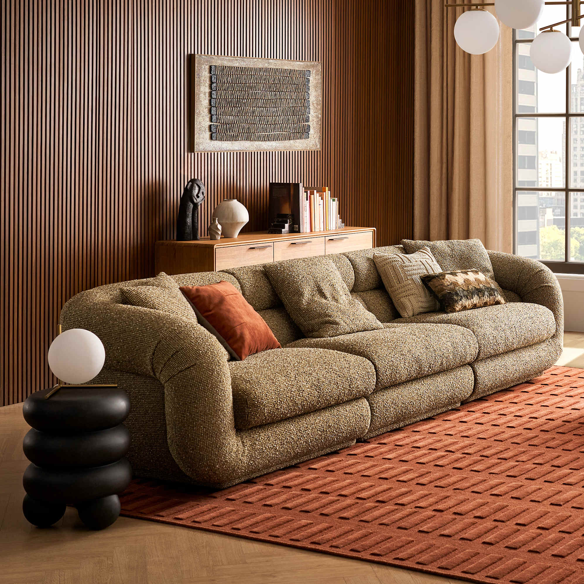 Solari Extended 3 Seater Sofa, (Performance Margot) Olive lifestyle