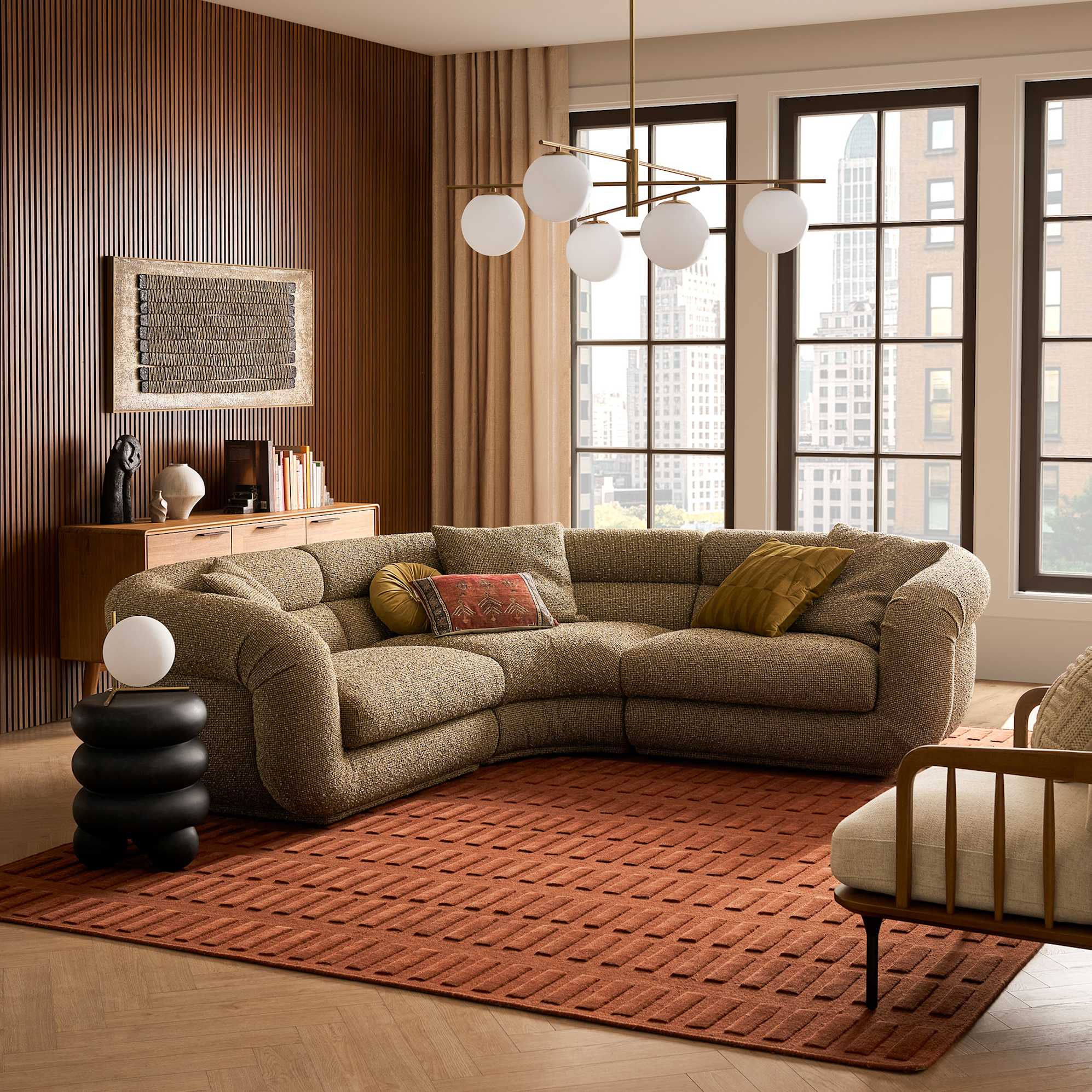 Solari Sectional Sofa, (Performance Margot) Olive lifestyle