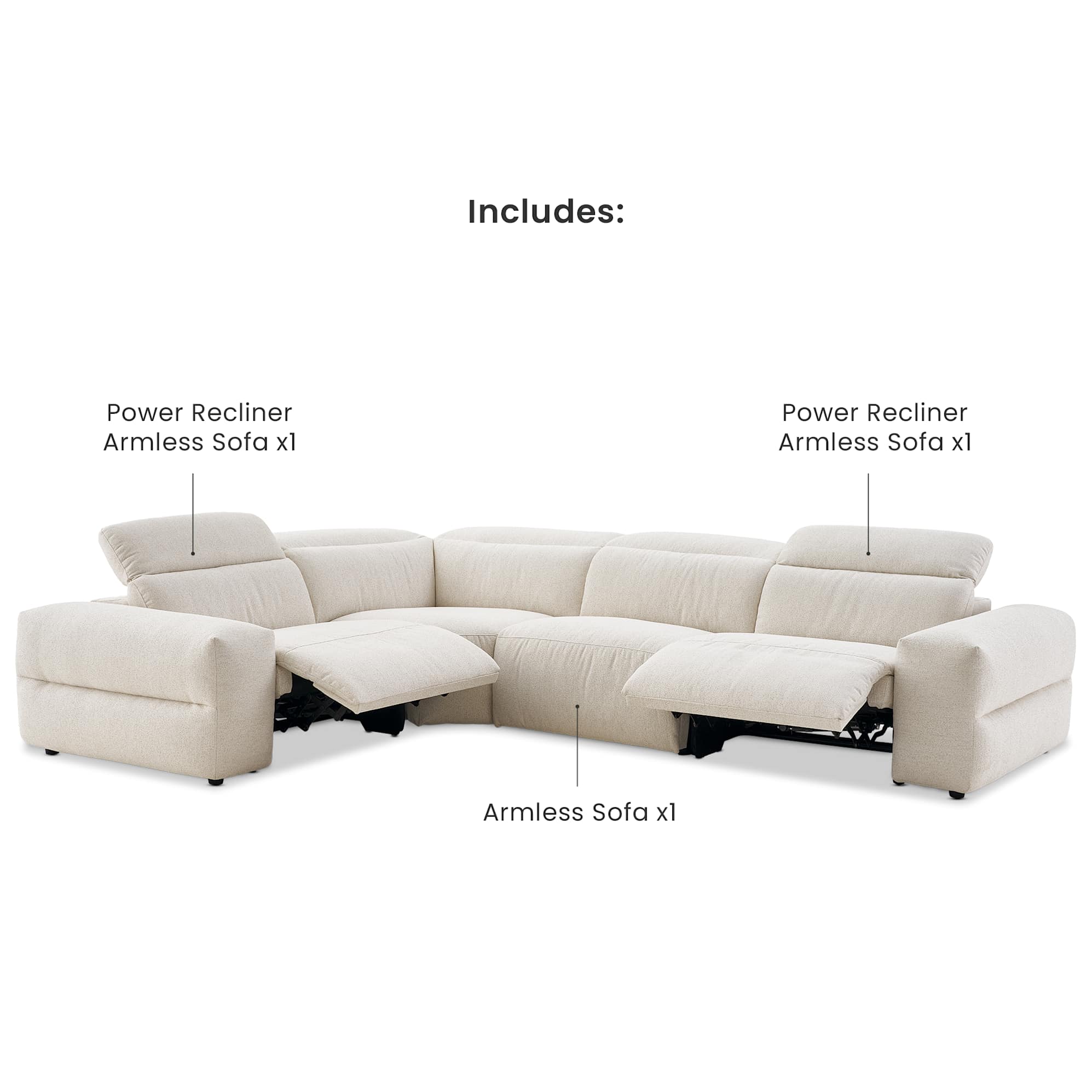 Jaron Performance Fabric Recliner Chaise Sectional Sofa 3