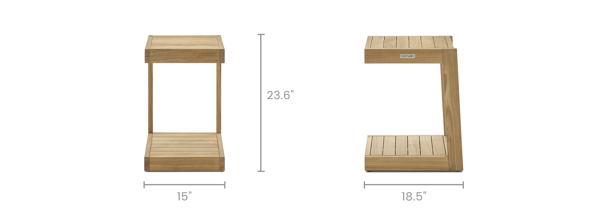 dimension of Rio Outdoor Teak C-Side Table
