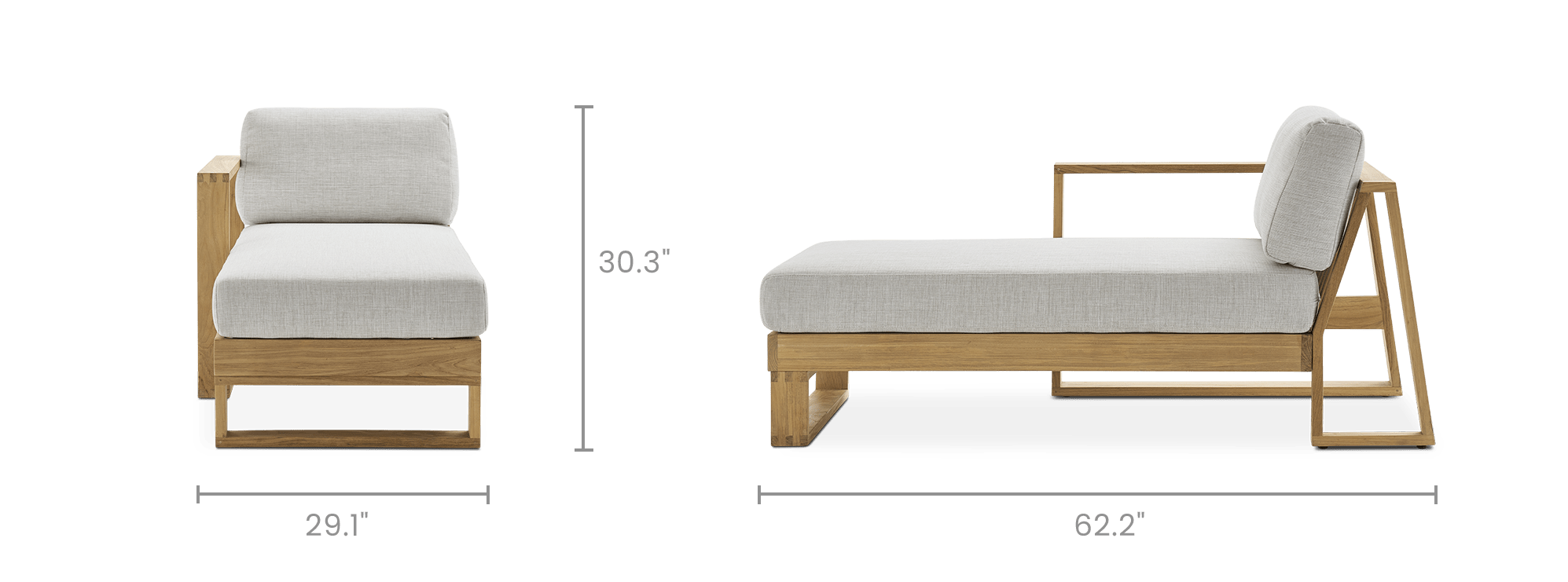 dimension of Rio Outdoor Left Chaise Sofa