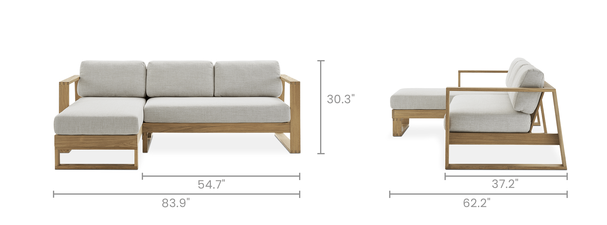 dimension of Rio Outdoor Chaise Sectional Sofa