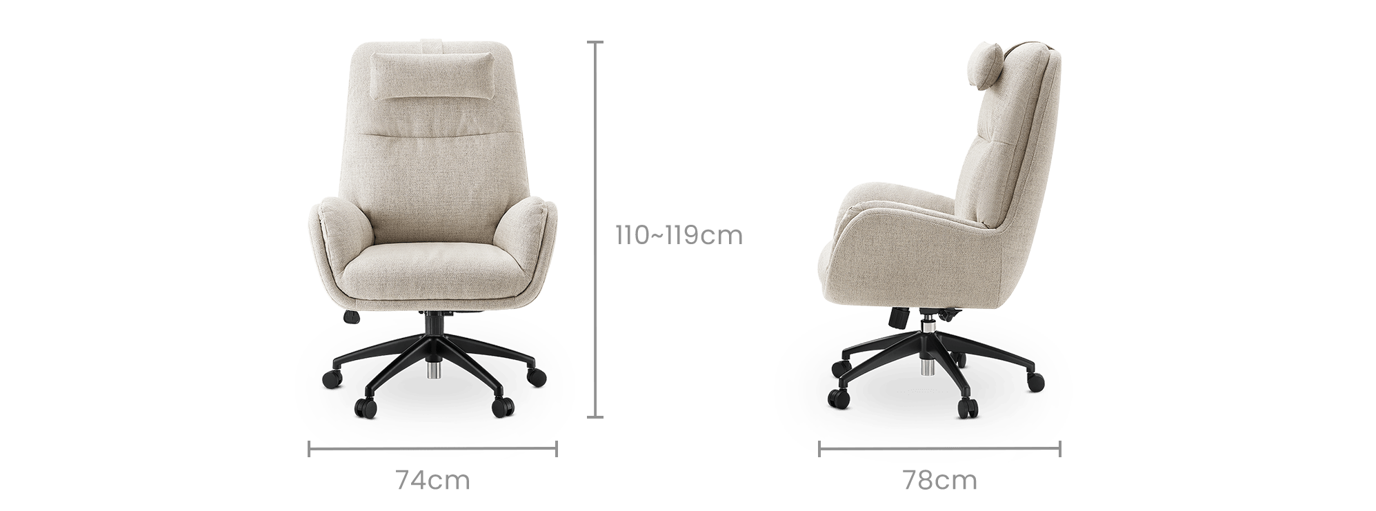 dimension of Leon Performance Fabric Office Chair