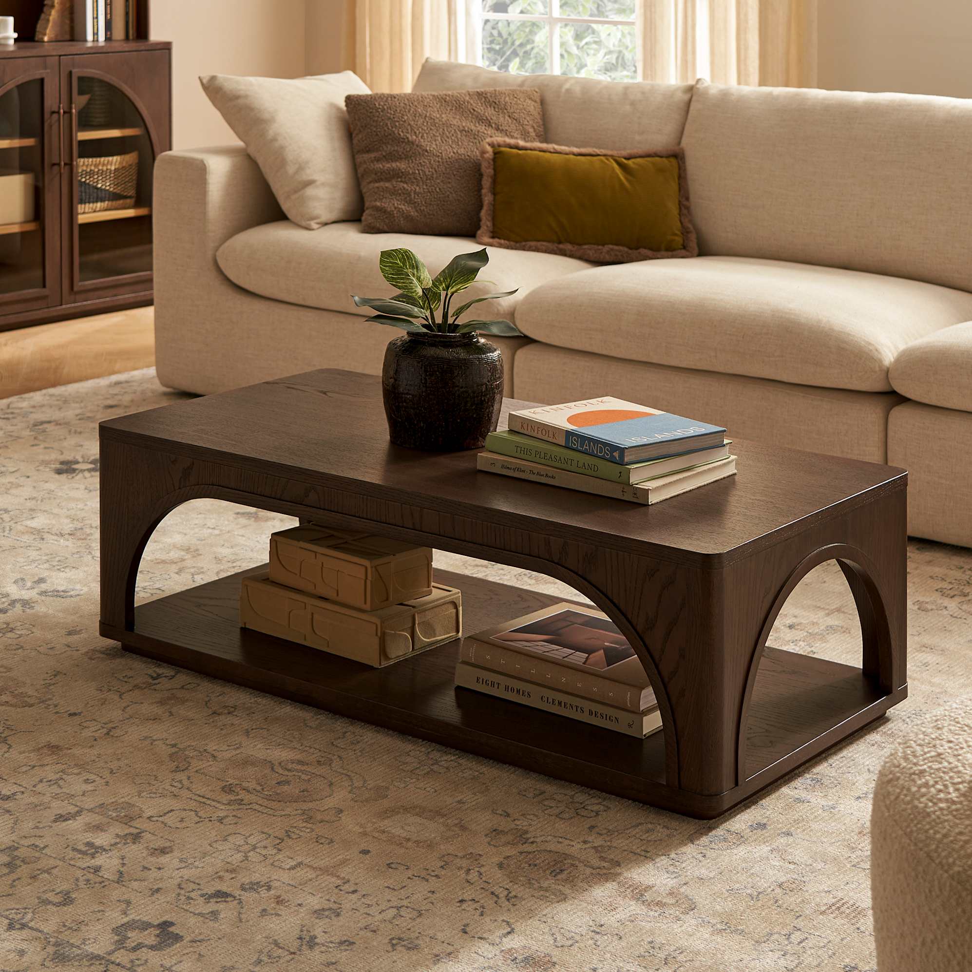Arcadia Coffee Table, Caramel Oak lifestyle