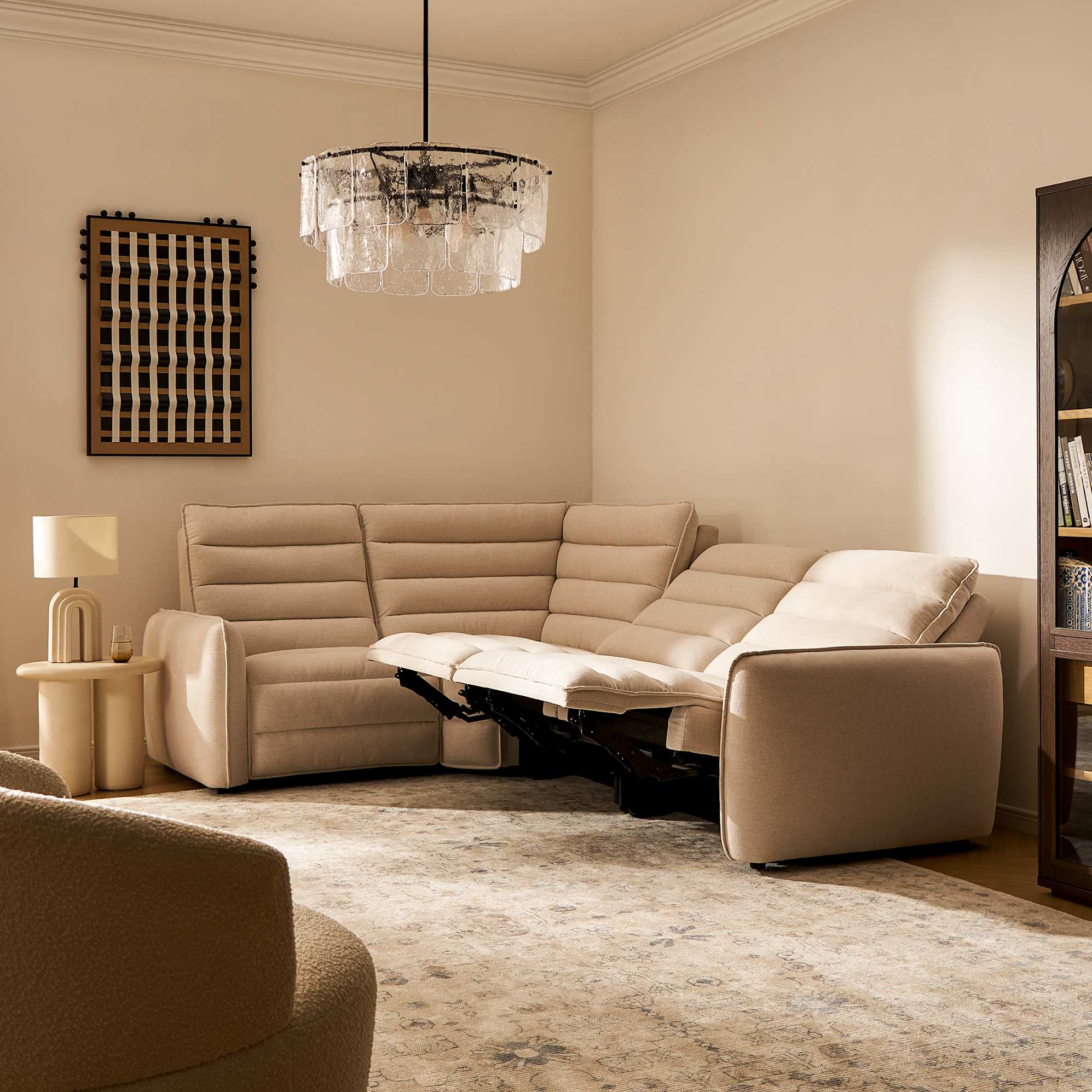 Reverie Power Recliner Chaise Sectional Sofa, (Performance Anderson) Cream lifestyle
