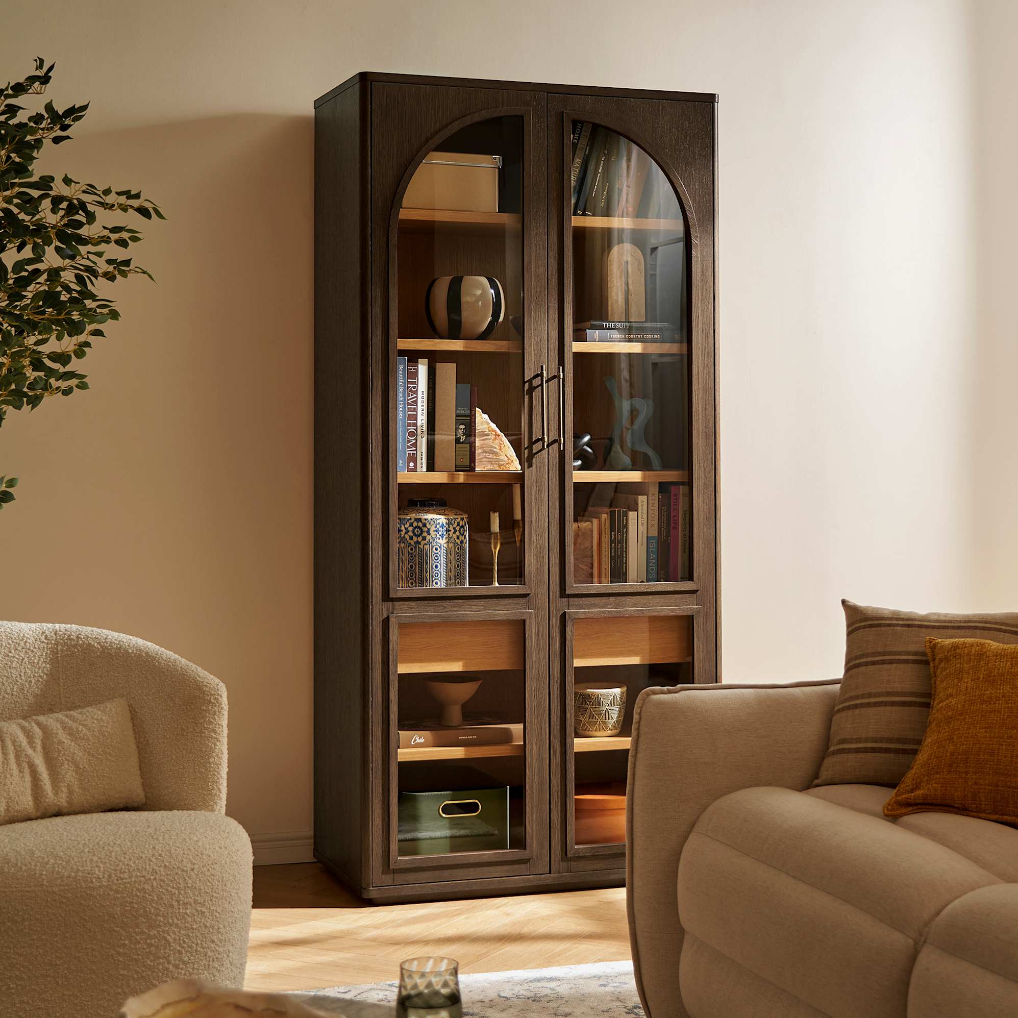 Arcadia Tall Cabinet, Caramel Oak lifestyle