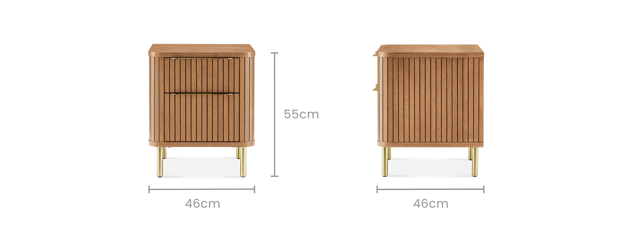 dimension of Harper 2-Drawer Bedside Table