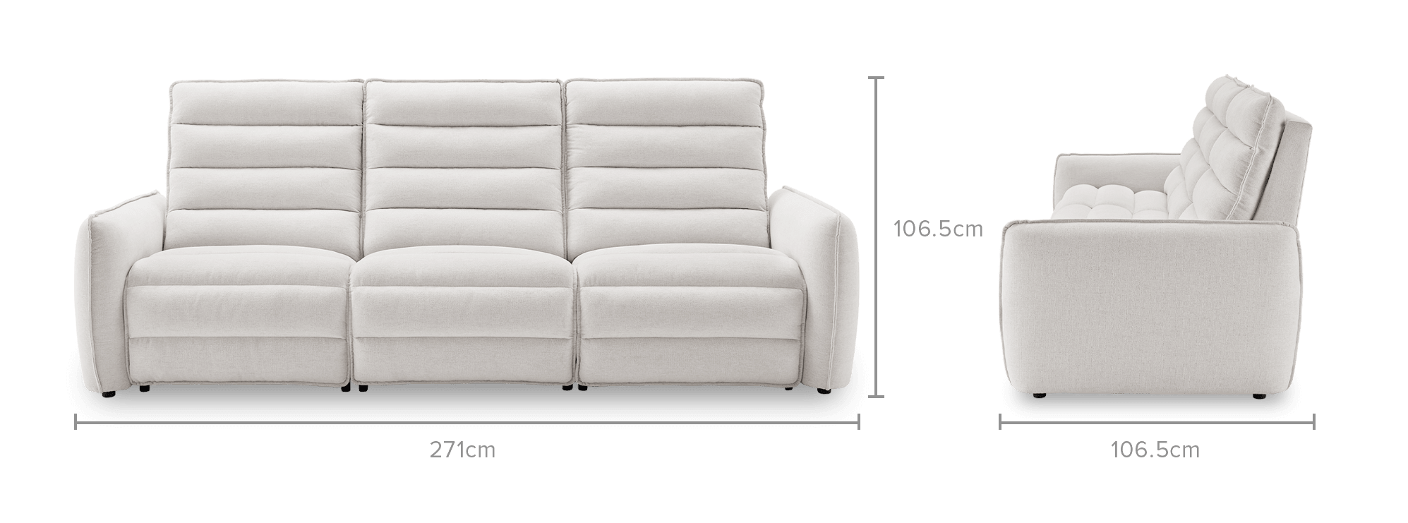 dimension of Reverie Performance Fabric Power Recliner 3 Seater Sofa