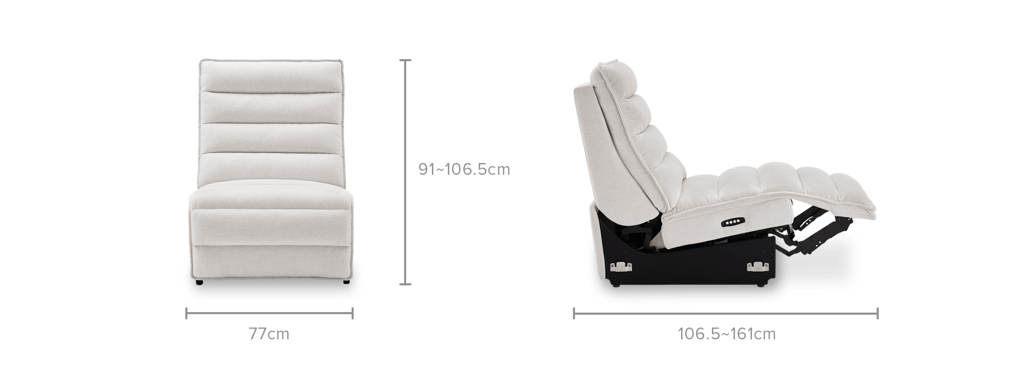 dimension of Reverie Performance Fabric Power Recliner Armless Sofa