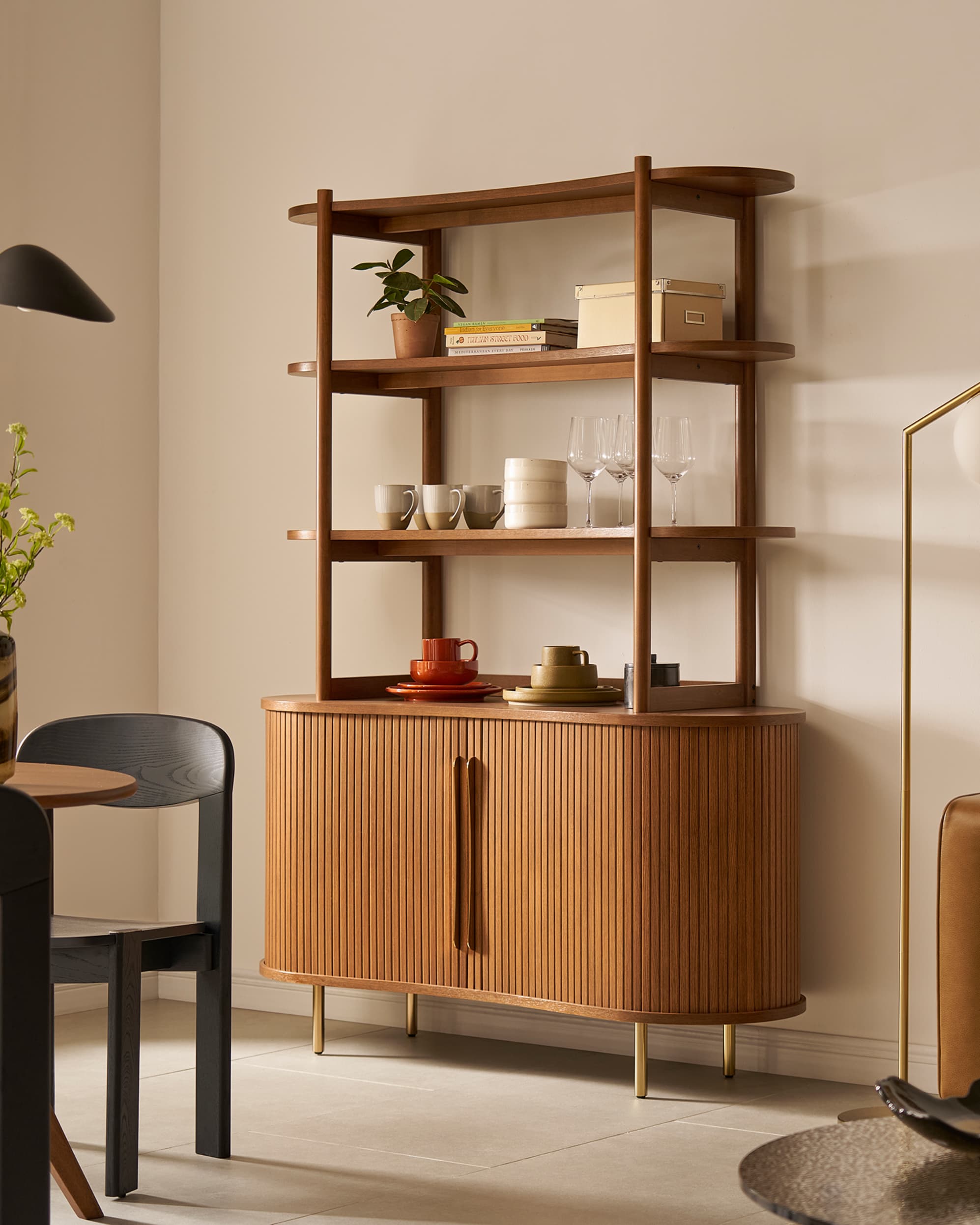 Harper Small Sideboard with Small Hutch, Chestnut lifestyle
