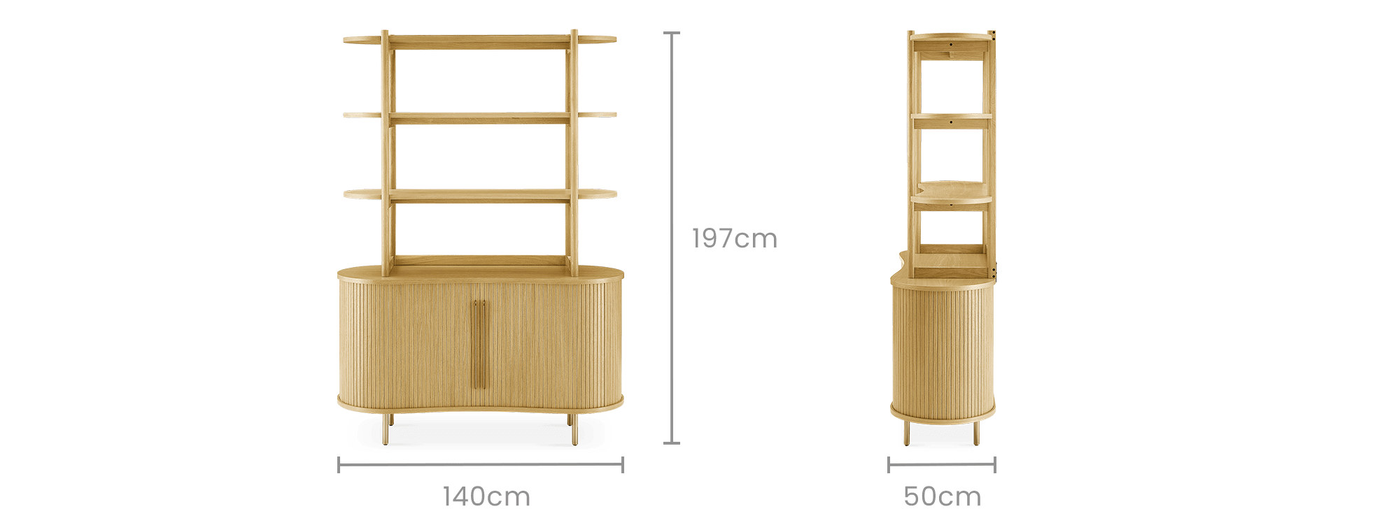 dimension of Harper Small Sideboard with Small Shelving Unit