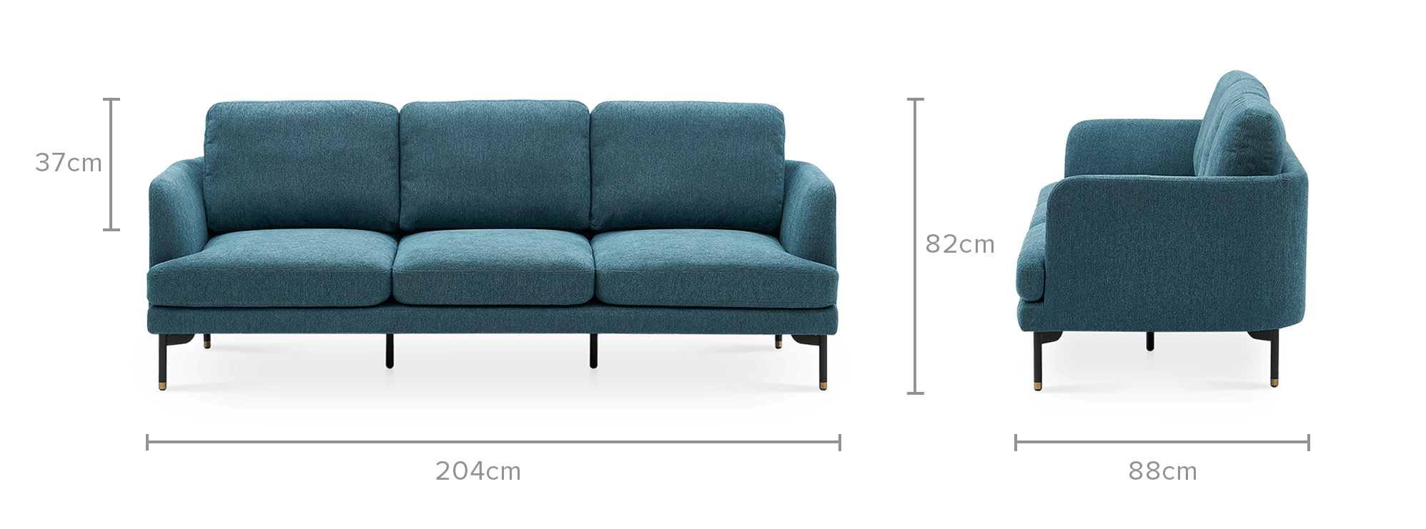 dimension of Pebble 3 Seater Sofa