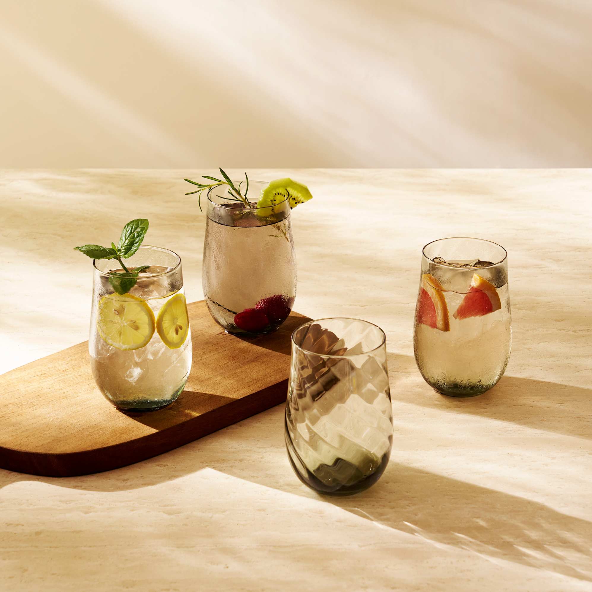 Cascade Grey Tall Drinking Glasses, Set of 4 lifestyle