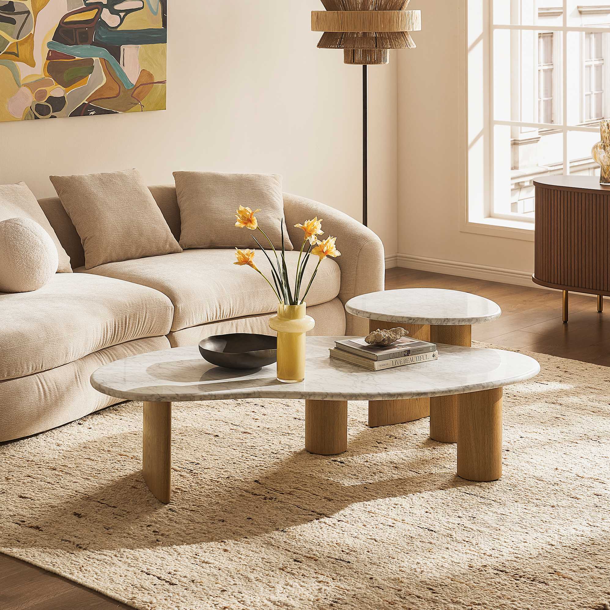 Lavine Marble Coffee Table Set, 120cm lifestyle