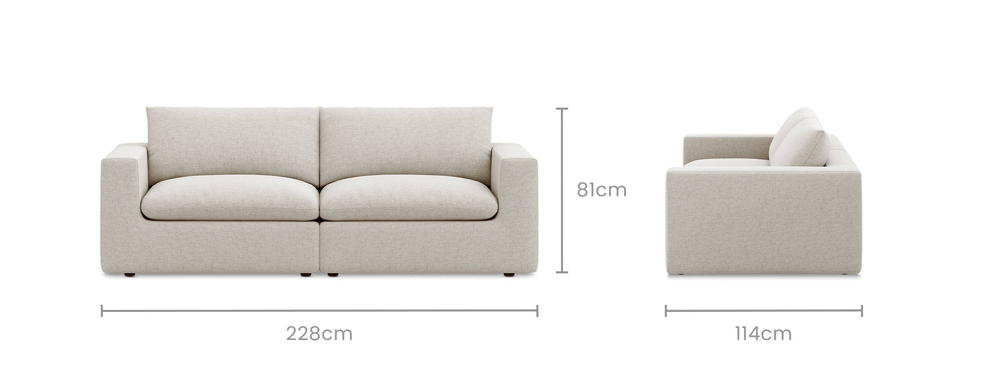dimension of Dawson 3 Seater Sofa