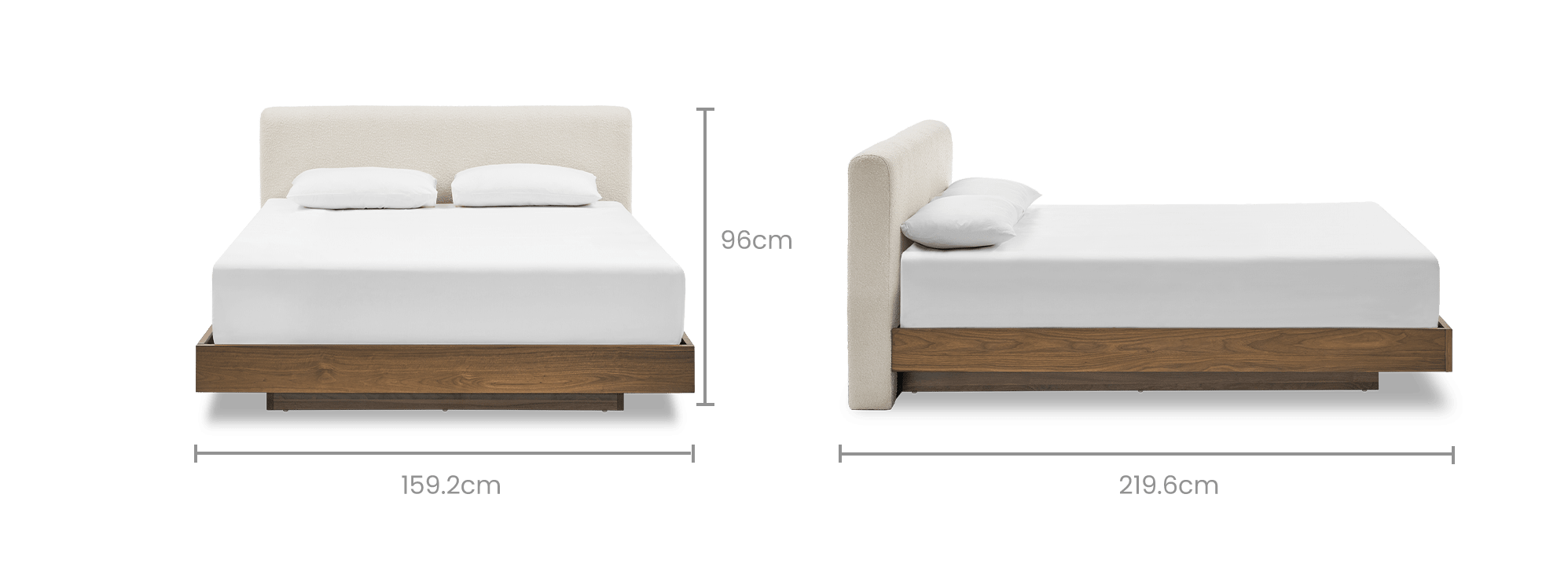 dimension of Joseph Bed, Bouclé