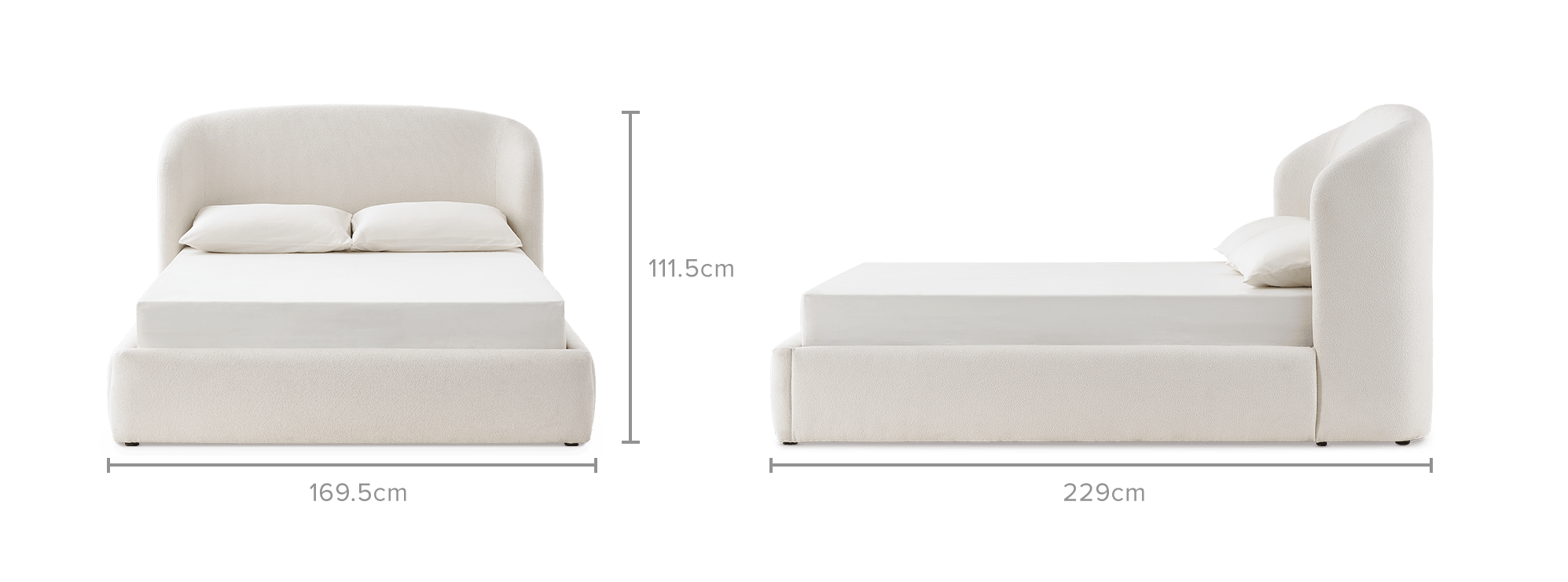 dimension of Auburn Performance Bouclé Ottoman Storage Bed