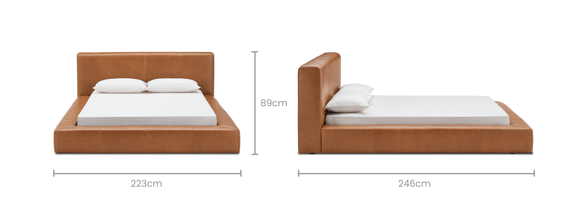 dimension of Dawson Leather Bed