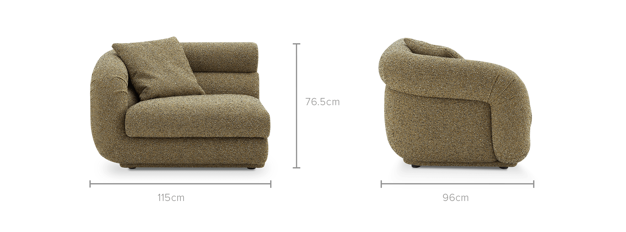 dimension of Solari Performance Fabric Left Arm Sofa