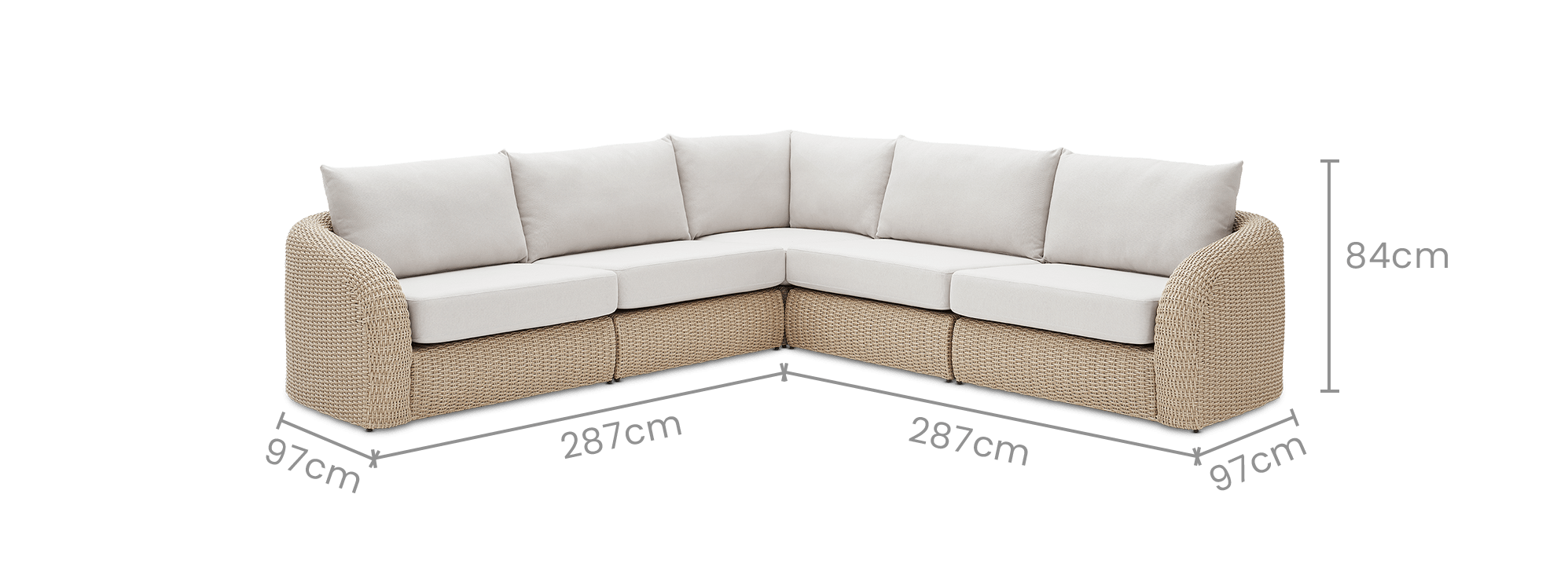 dimension of Lorna Outdoor L-Shape Sectional Sofa