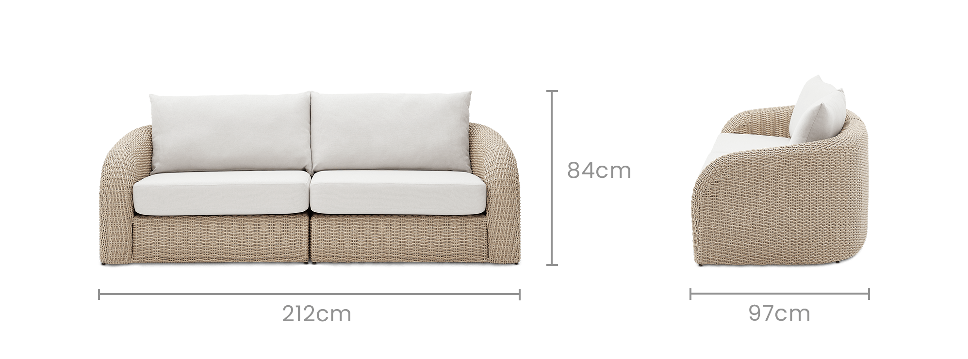 dimension of Lorna Outdoor 3 Seater Sofa