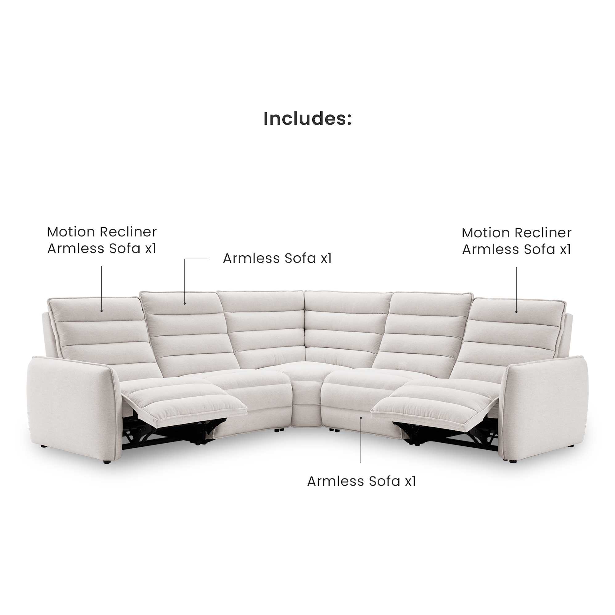 Reverie Performance Fabric Motion Recliner L-Shape Sofa 3