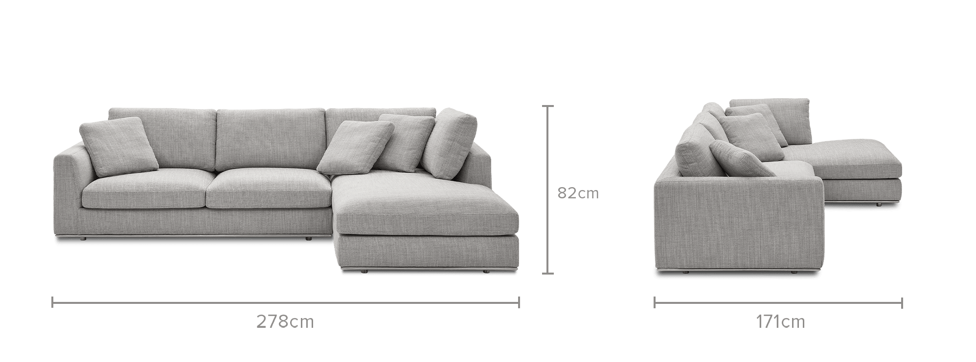 dimension of Hamilton Chaise Sectional Sofa