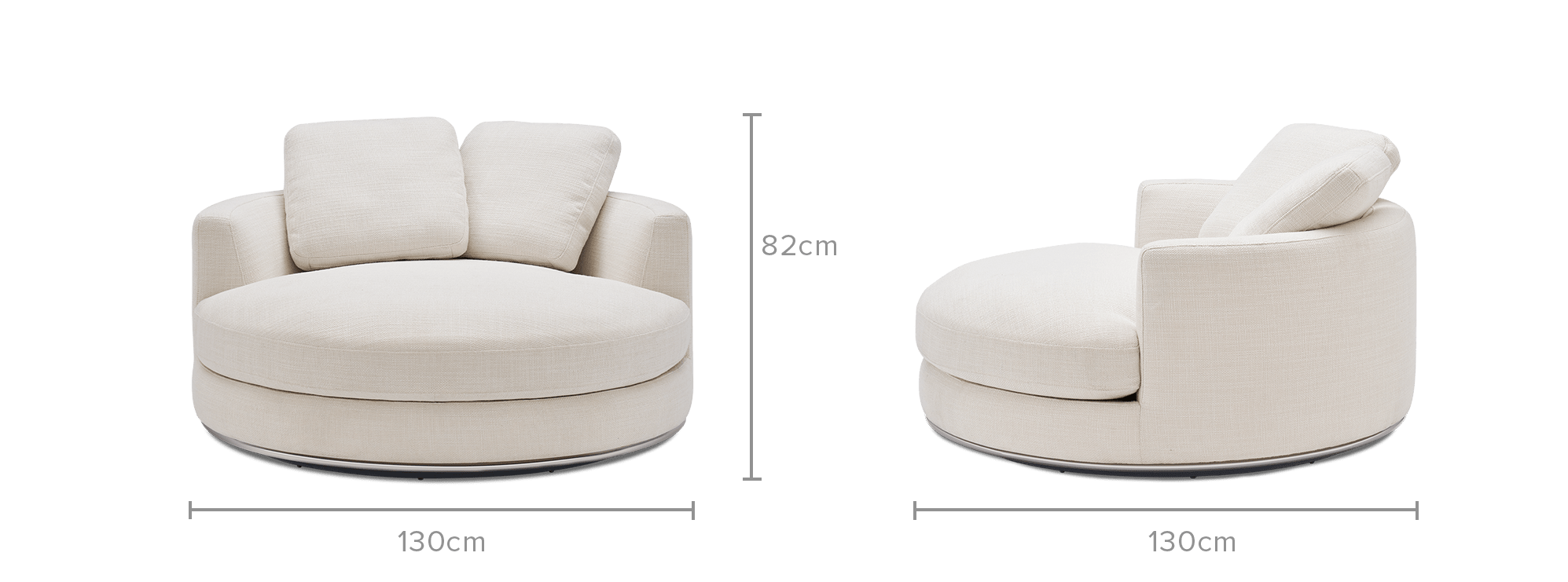 dimension of Hamilton Round Swivel Armchair and a Half