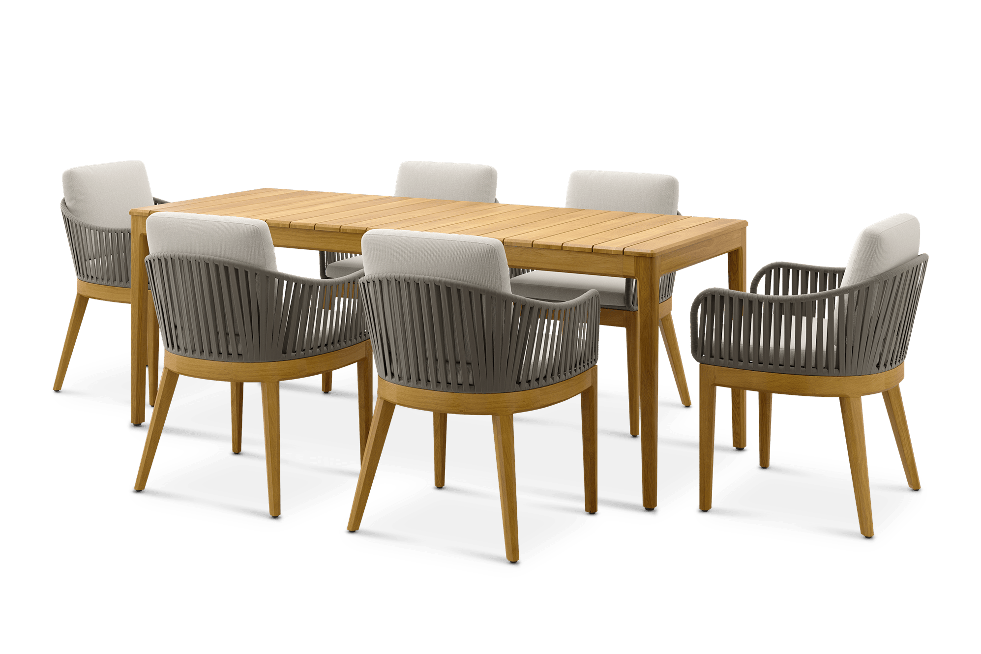 Isla Outdoor Extendable Dining Table 150-200cm and 6 Chairs, (Sable) Oat