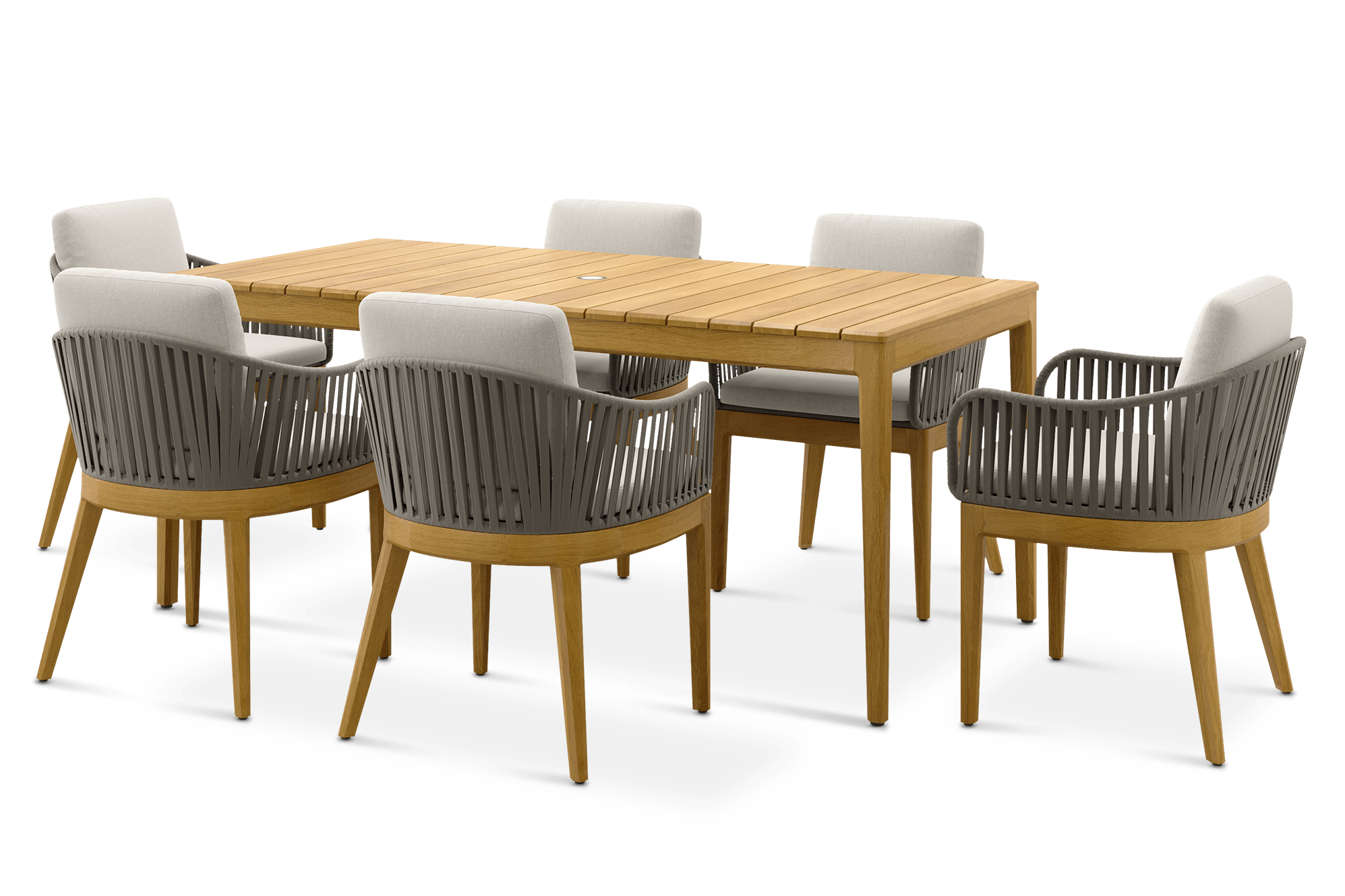 Isla Outdoor Dining Table 70.9" and 6 Chairs, (Sable) Oat
