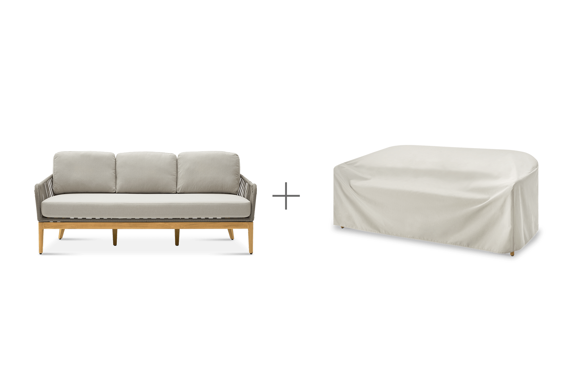 Isla Outdoor Sofa with Ivory Cover, (Sable) Oat