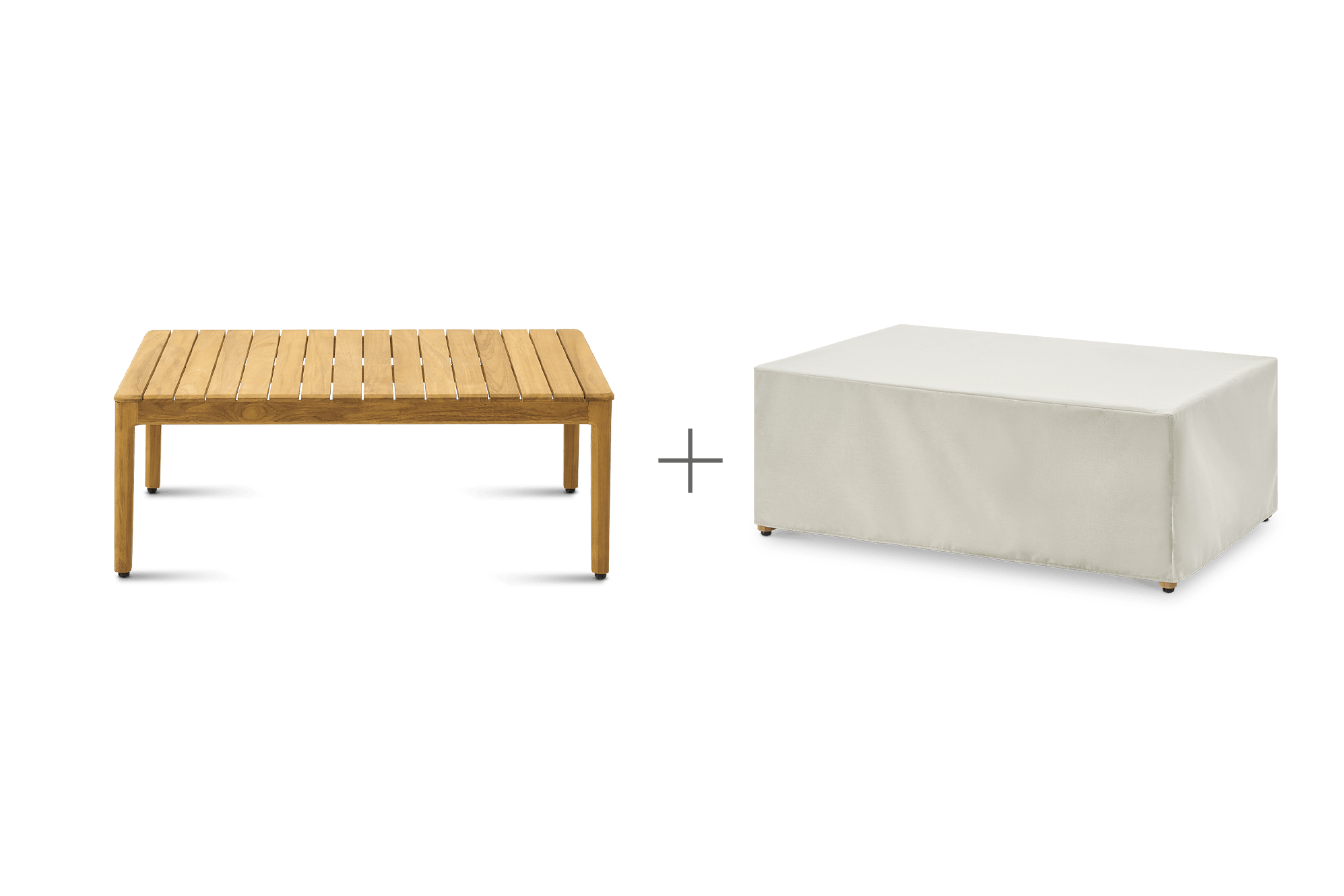 Isla Outdoor Rectangular Coffee Table with Ivory Cover
