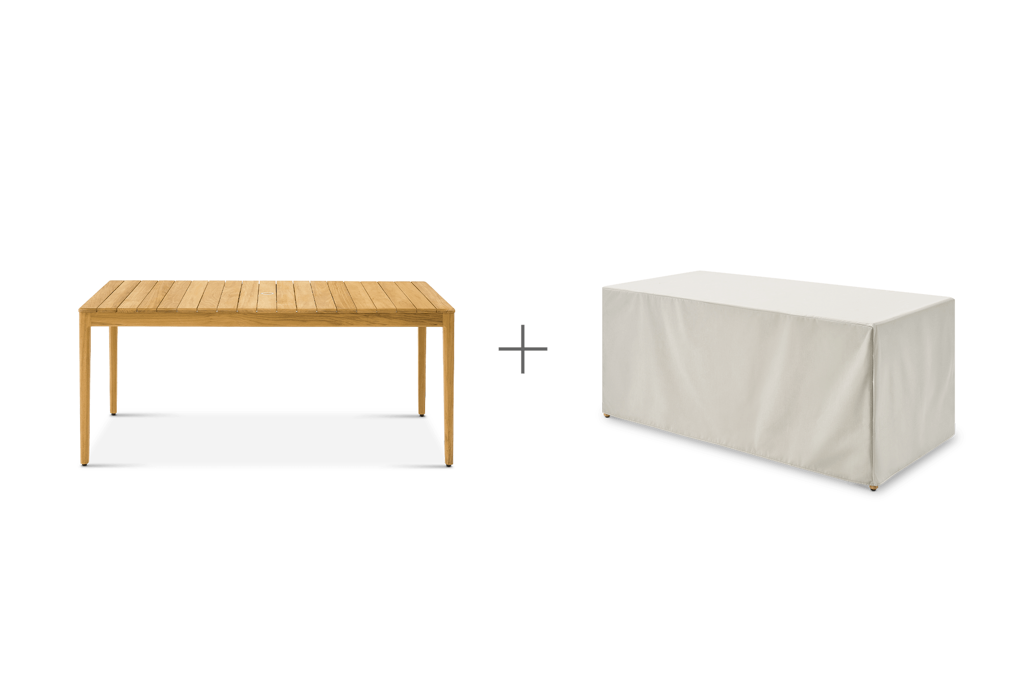 Isla Outdoor Dining Table 70.9" with Ivory Cover
