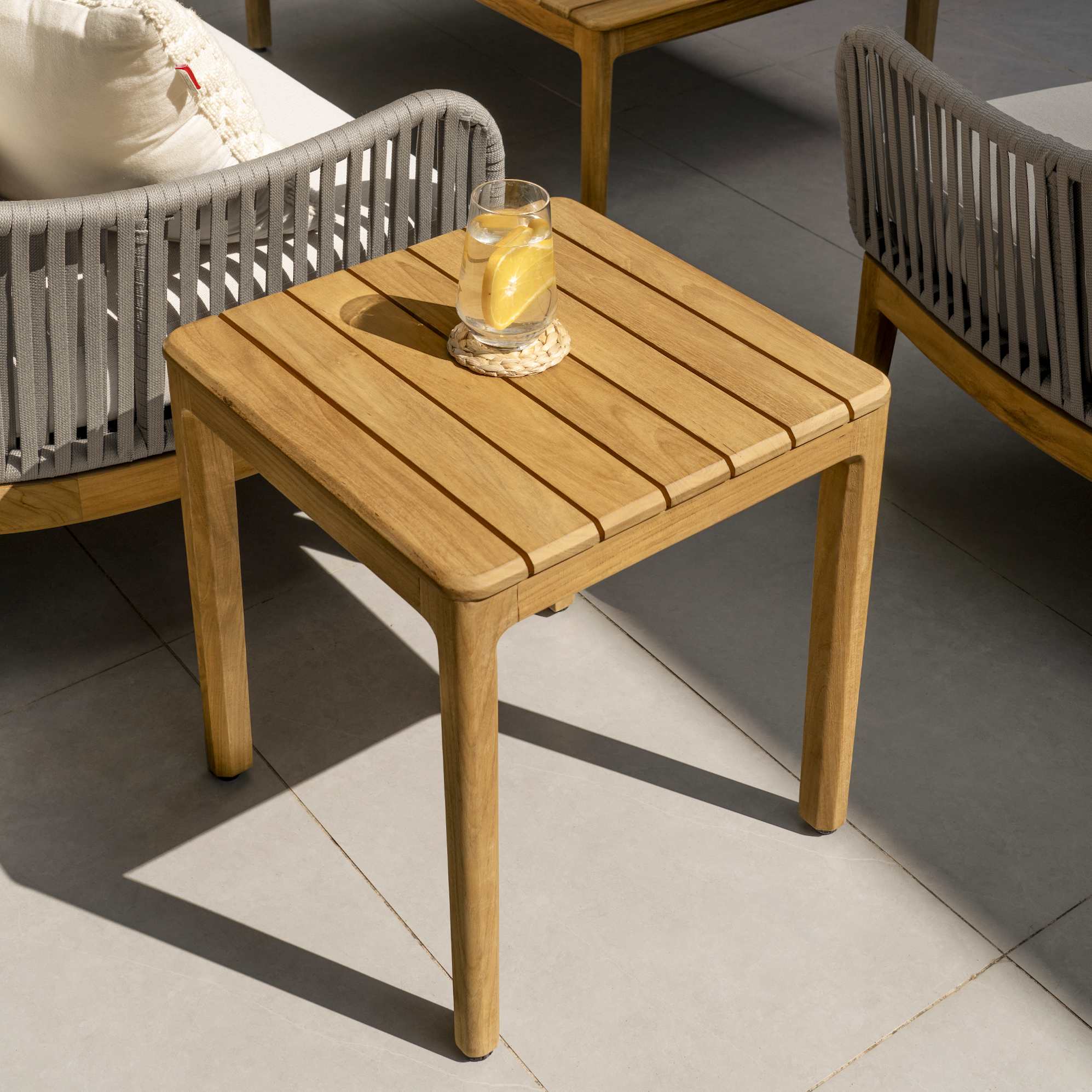 Isla Outdoor Square Side Table lifestyle