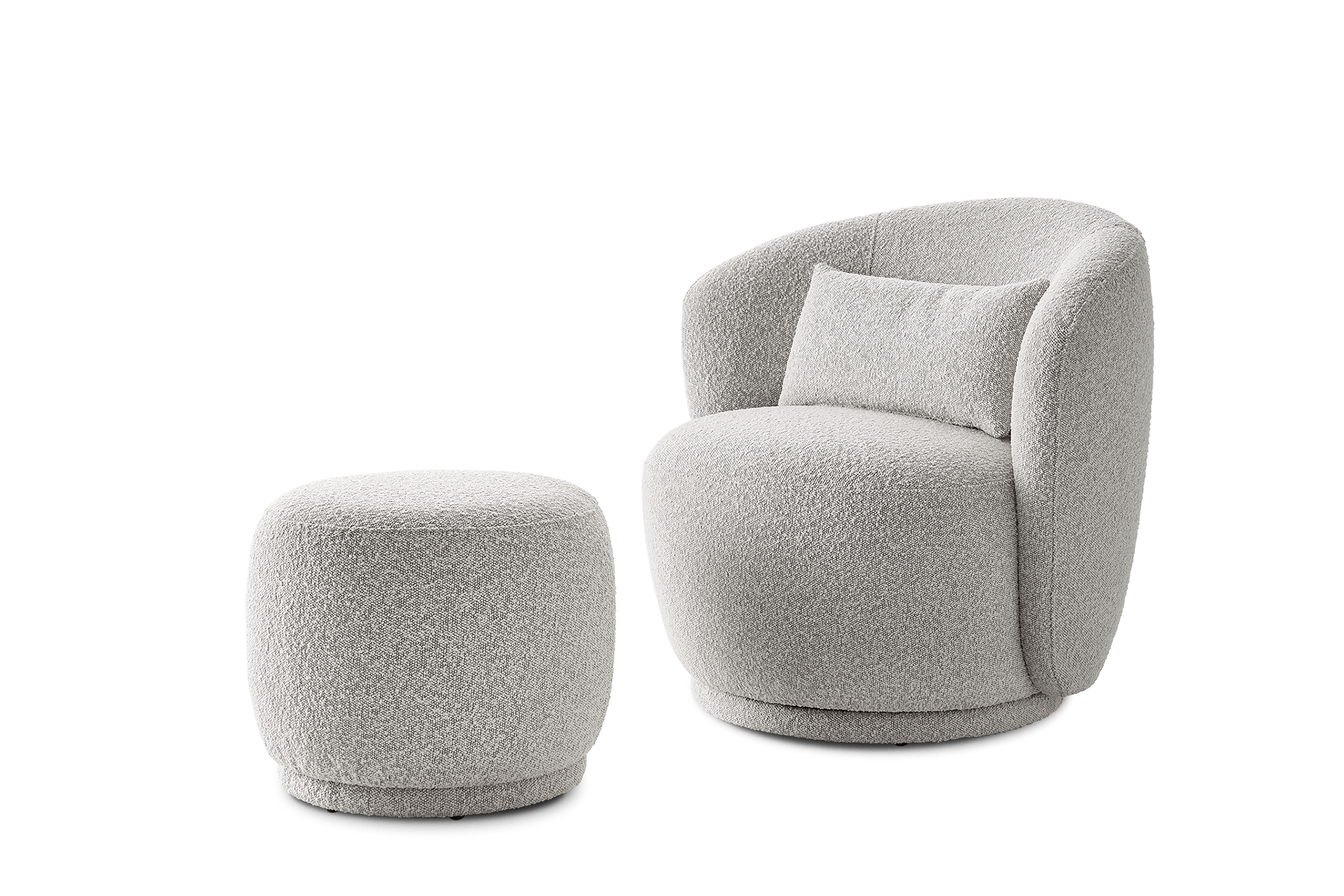 Avery Swivel Armchair with Ottoman, (Performance Infinity Boucle) White Quartz