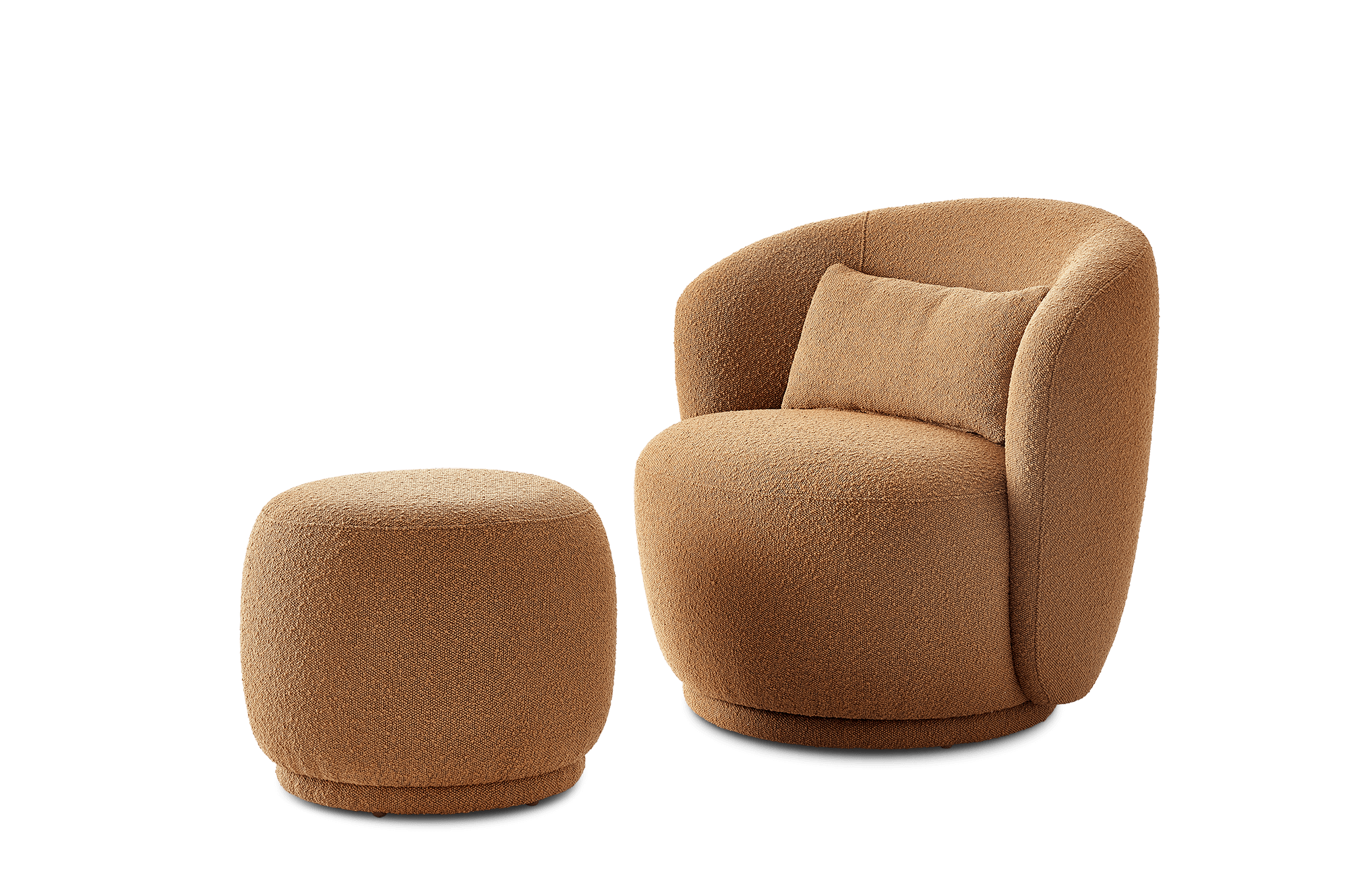 Avery Swivel Armchair with Ottoman, (Performance Infinity Boucle) Ginger