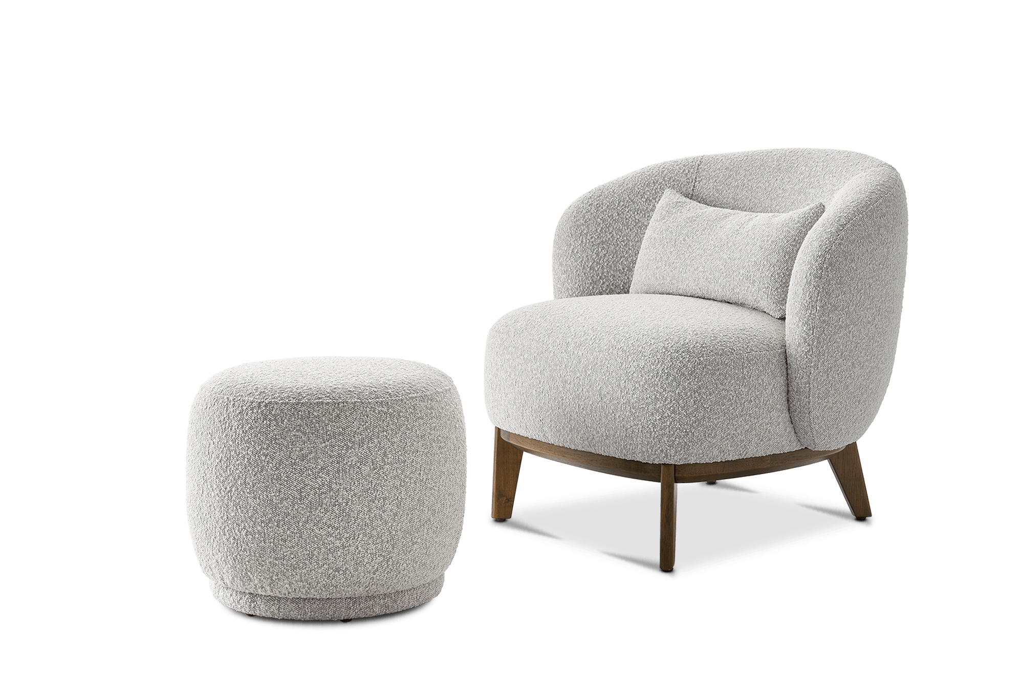 Avery Armchair with Ottoman, (Performance Infinity Boucle) White Quartz