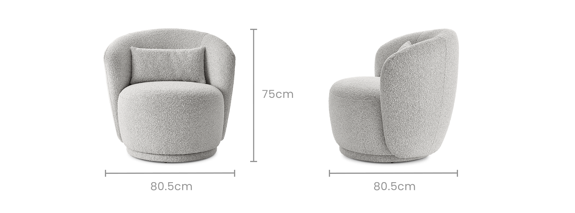 dimension of Avery Performance Bouclé Swivel Armchair