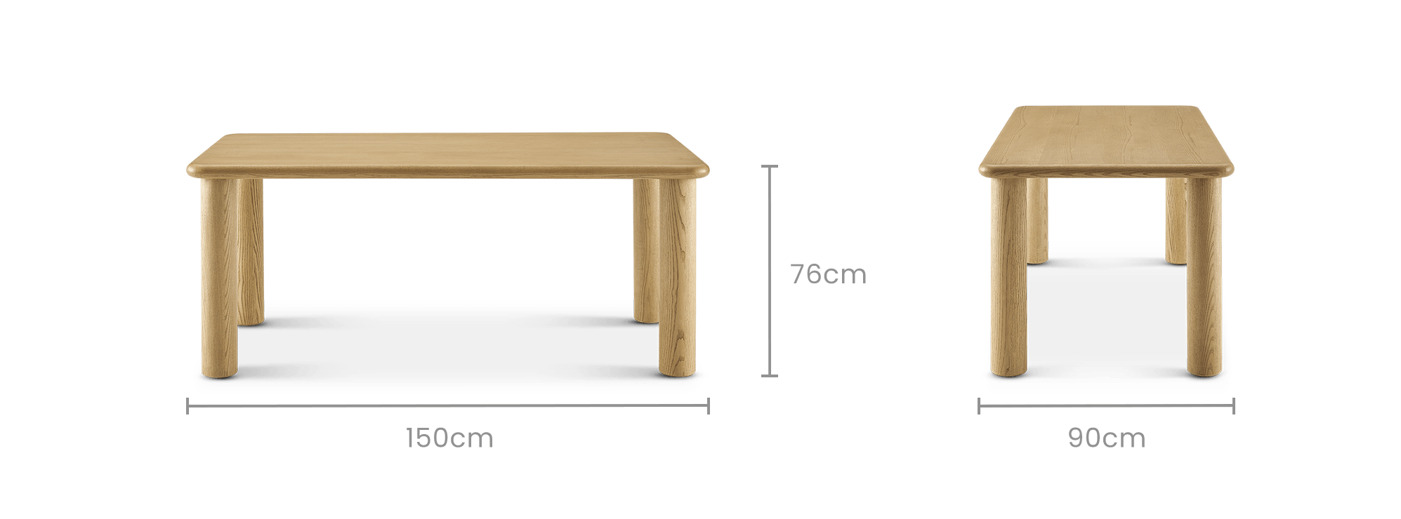 dimension of Ashen Dining Table