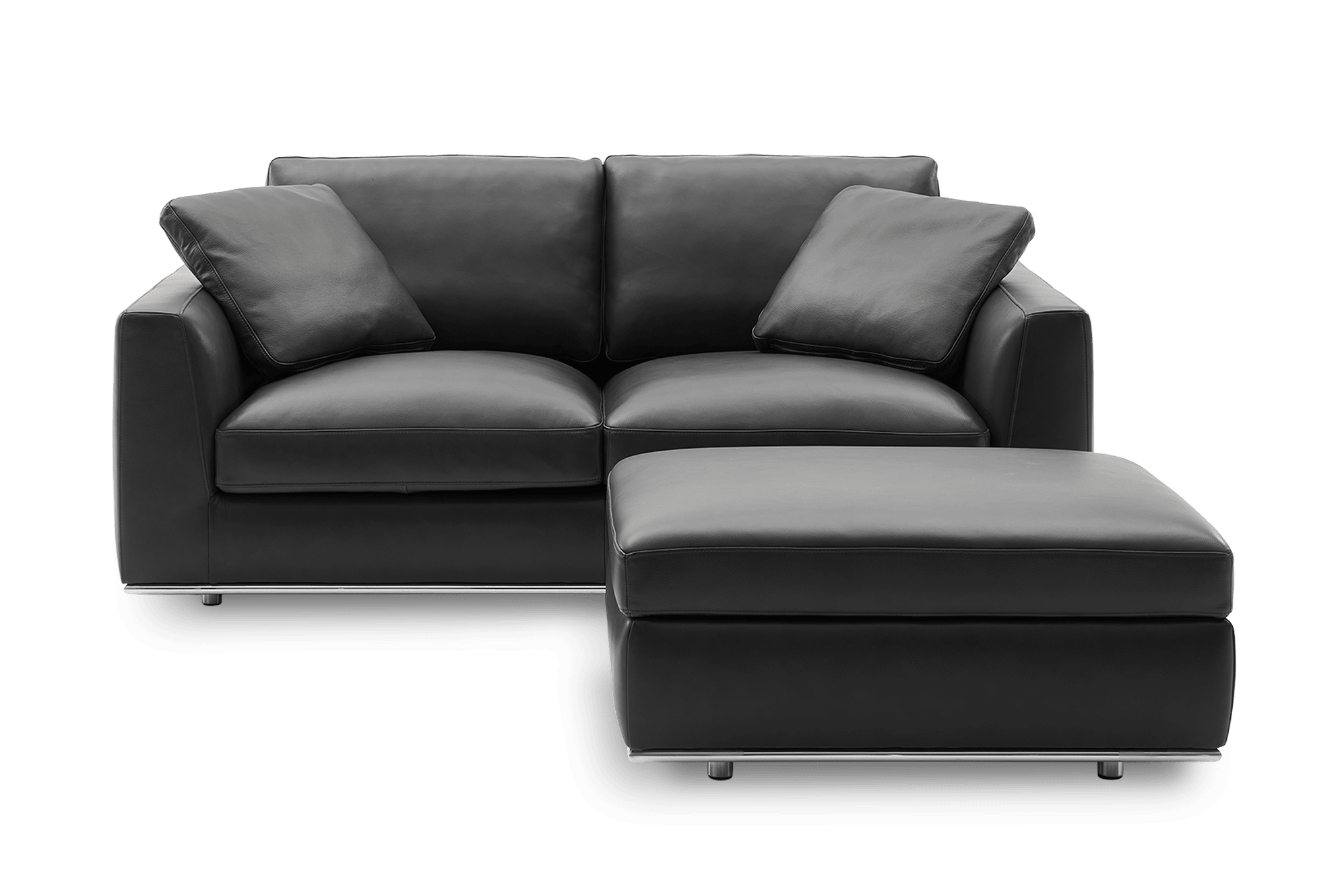 Hamilton Leather Loveseat with Storage Ottoman, (Marche) Graphite
