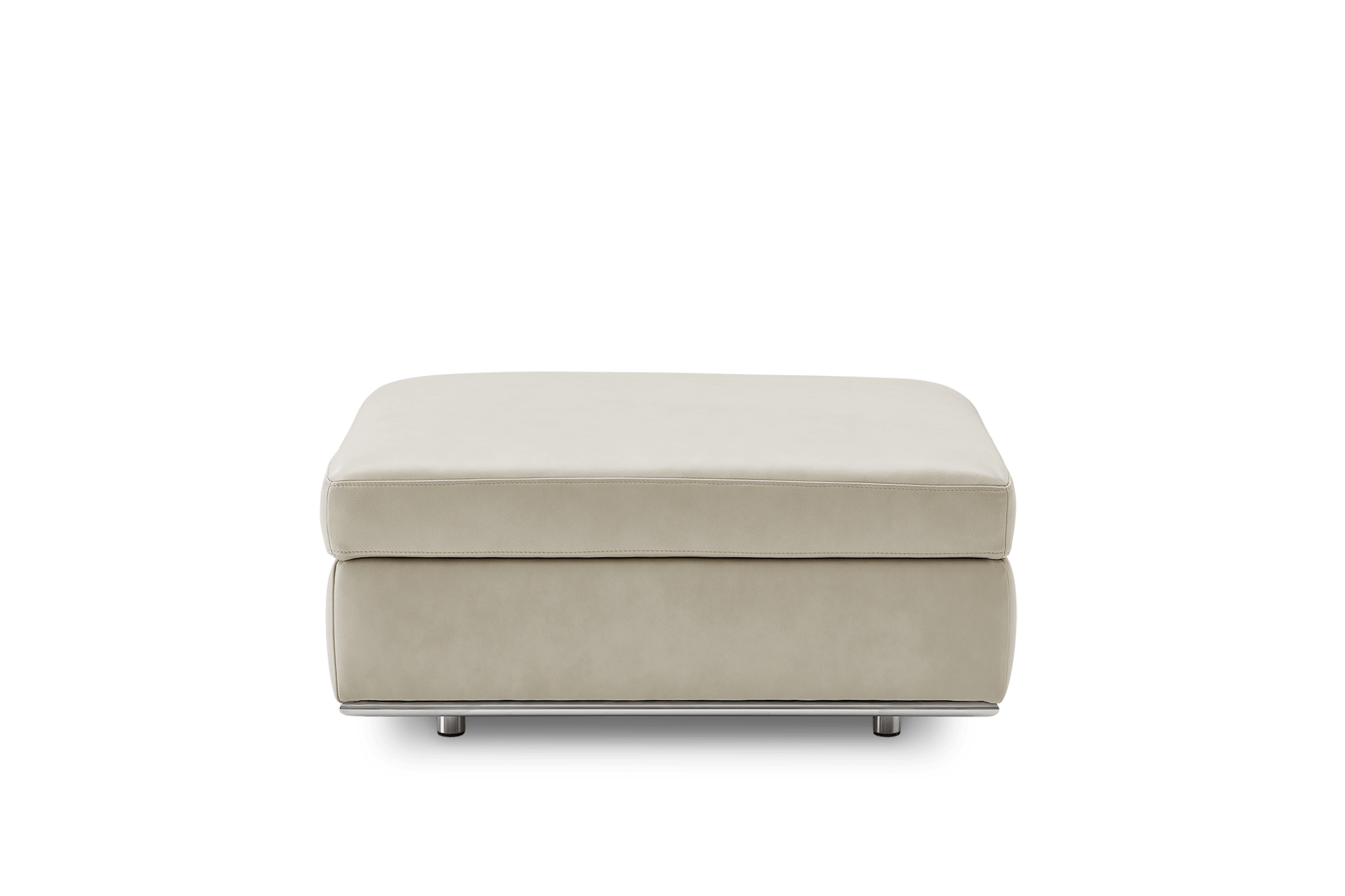 Hamilton Leather Storage Ottoman, (Marche) Ivory